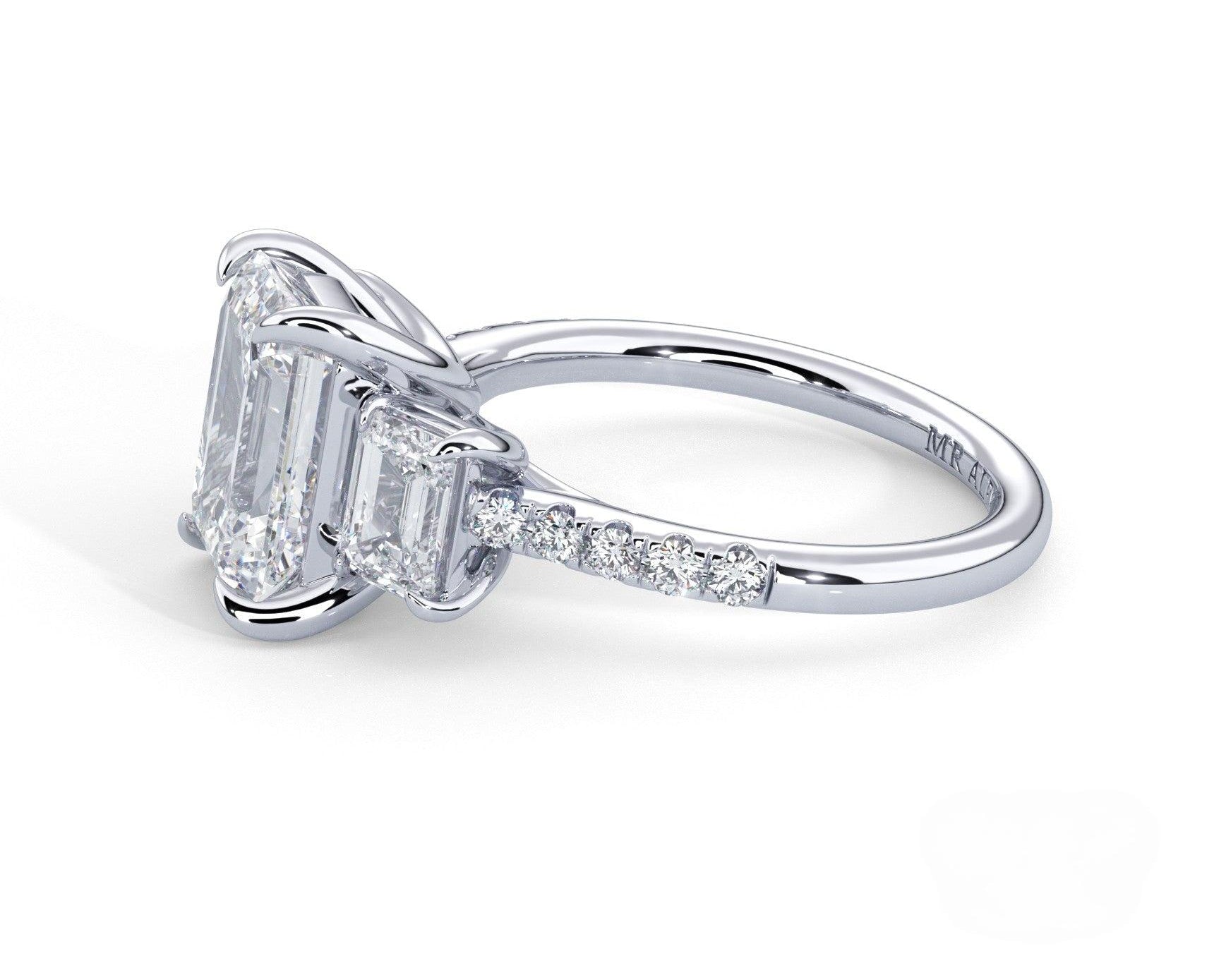 2 Carat Emerald Cut Three Stone with Emerald Cut Side Diamonds - Mr. Alex Jewelry