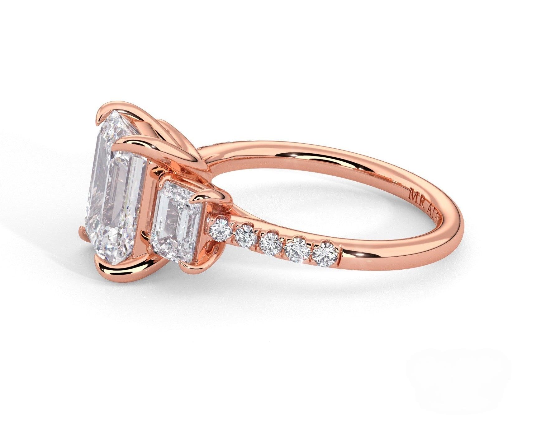 2 Carat Emerald Cut Three Stone with Emerald Cut Side Diamonds - Mr. Alex Jewelry