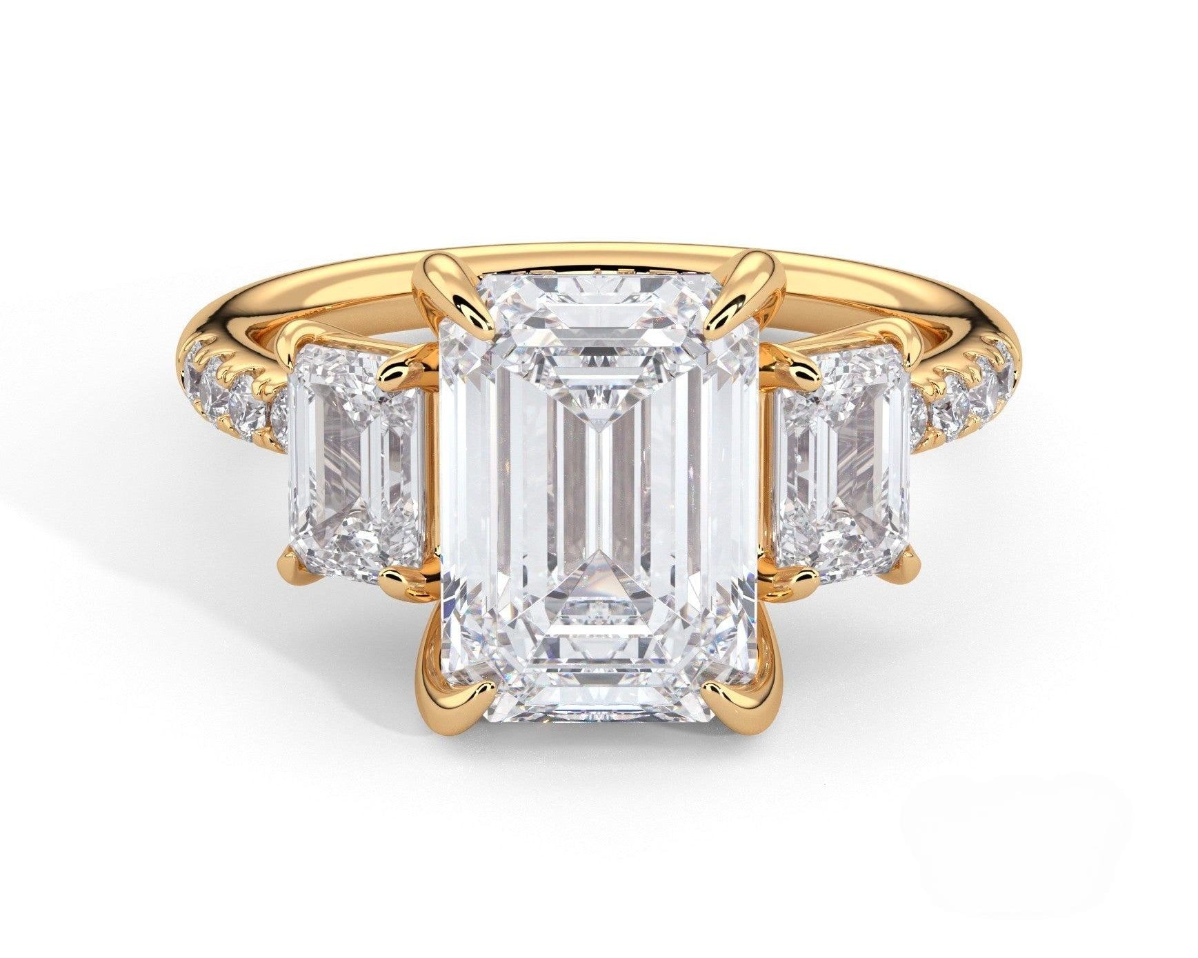 2 Carat Emerald Cut Three Stone with Emerald Cut Side Diamonds - Mr. Alex Jewelry