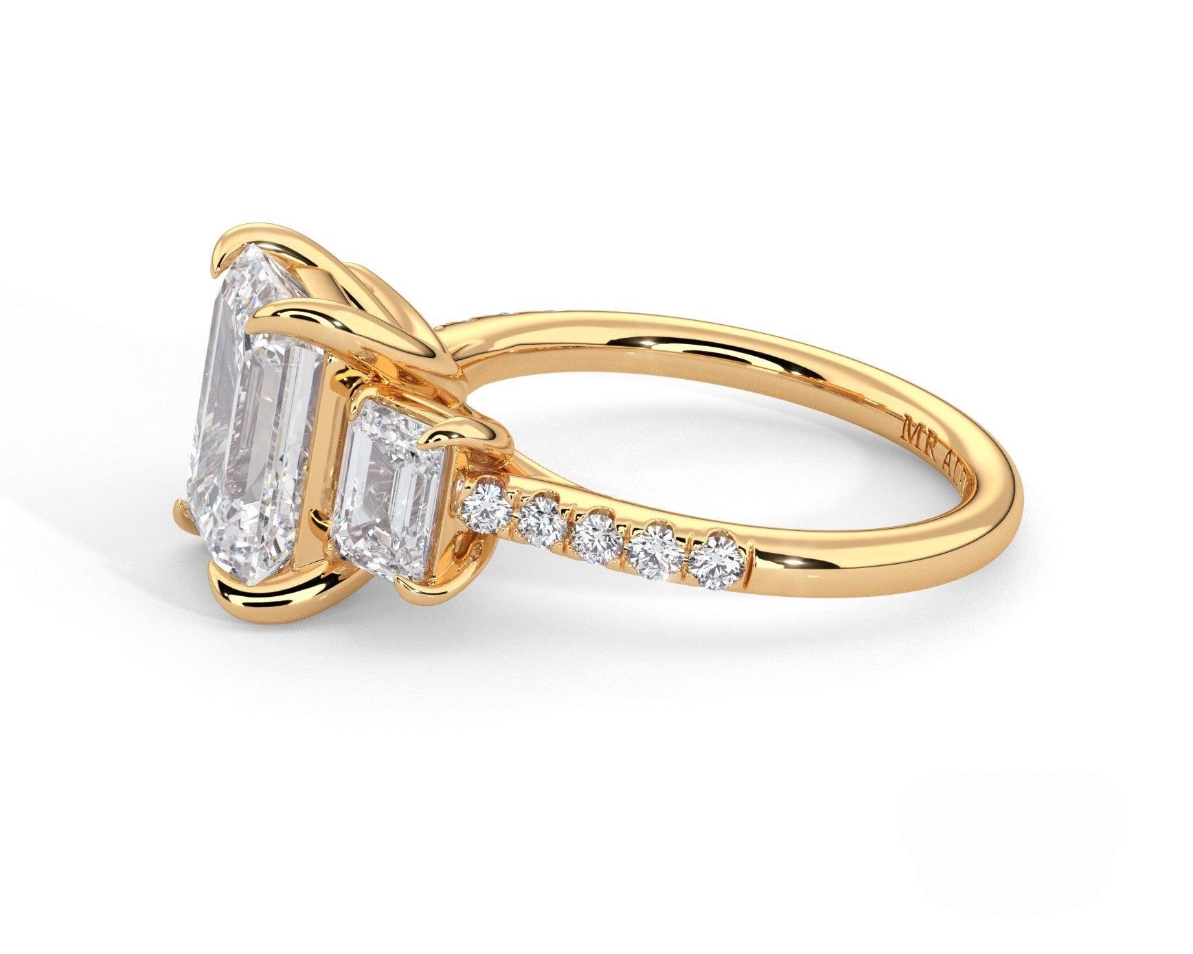 2 Carat Emerald Cut Three Stone with Emerald Cut Side Diamonds - Mr. Alex Jewelry