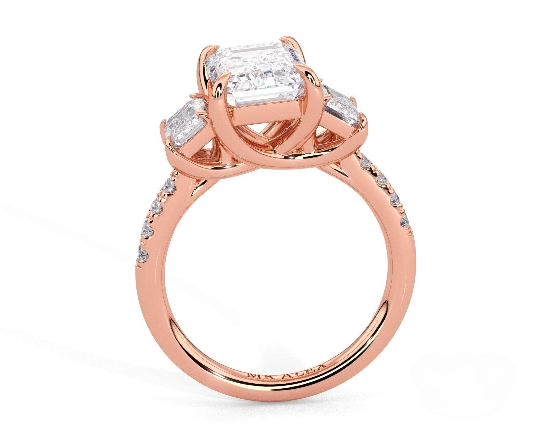 2 Carat Emerald Cut Three Stone with Emerald Cut Side Diamonds - Mr. Alex Jewelry