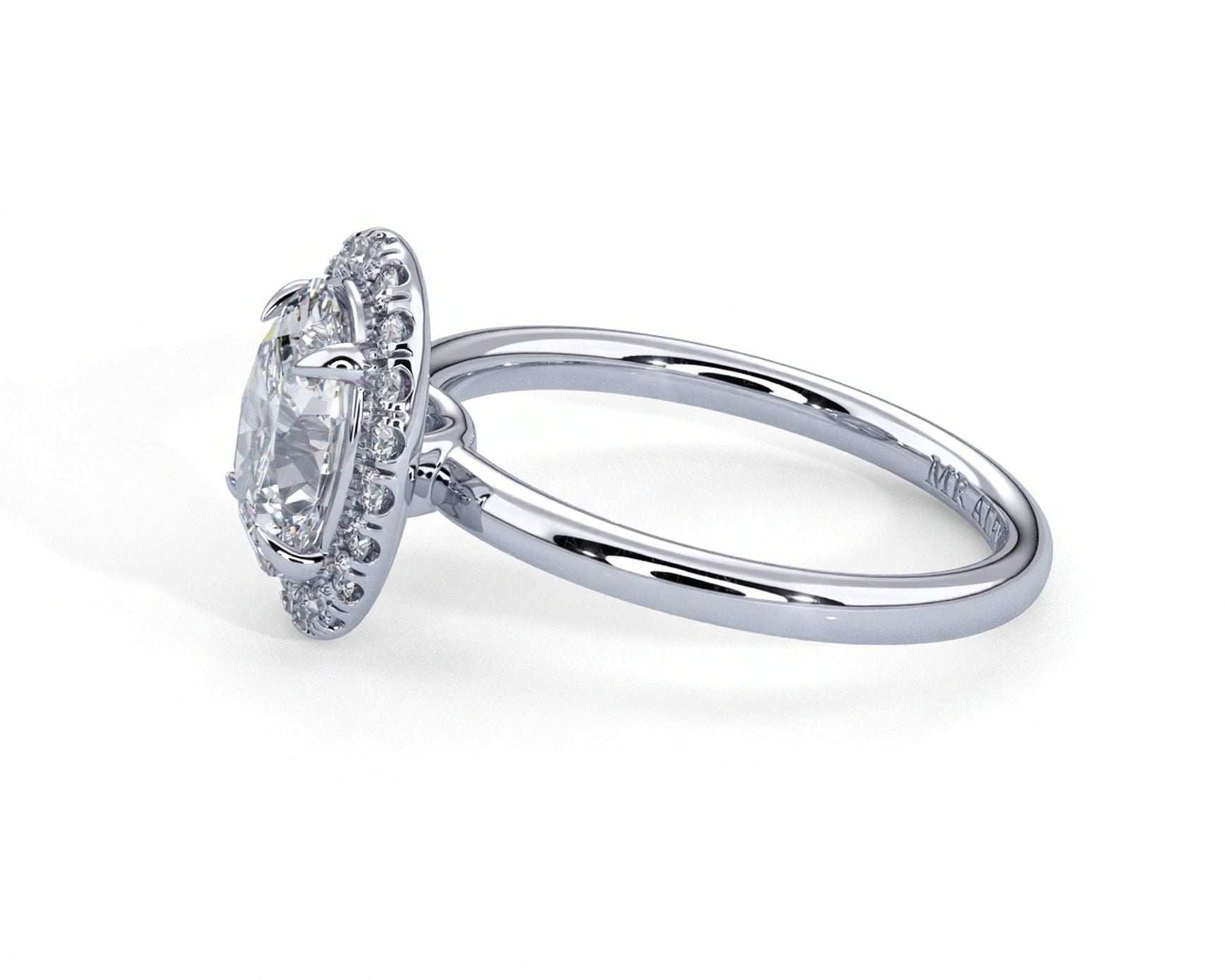 2 Carat Oval Brilliant Cut Halo with Pain Shank Engagement Ring - Mr. Alex Jewelry