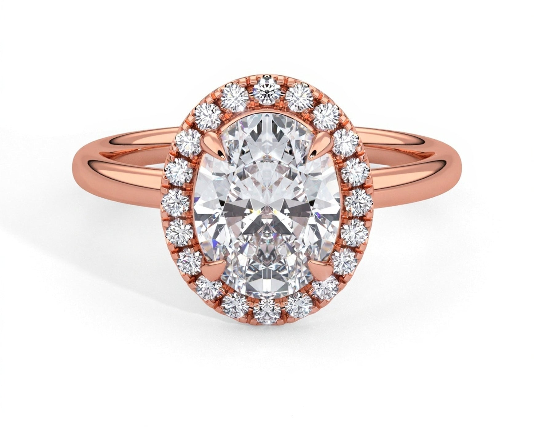 2 Carat Oval Brilliant Cut Halo with Pain Shank Engagement Ring - Mr. Alex Jewelry