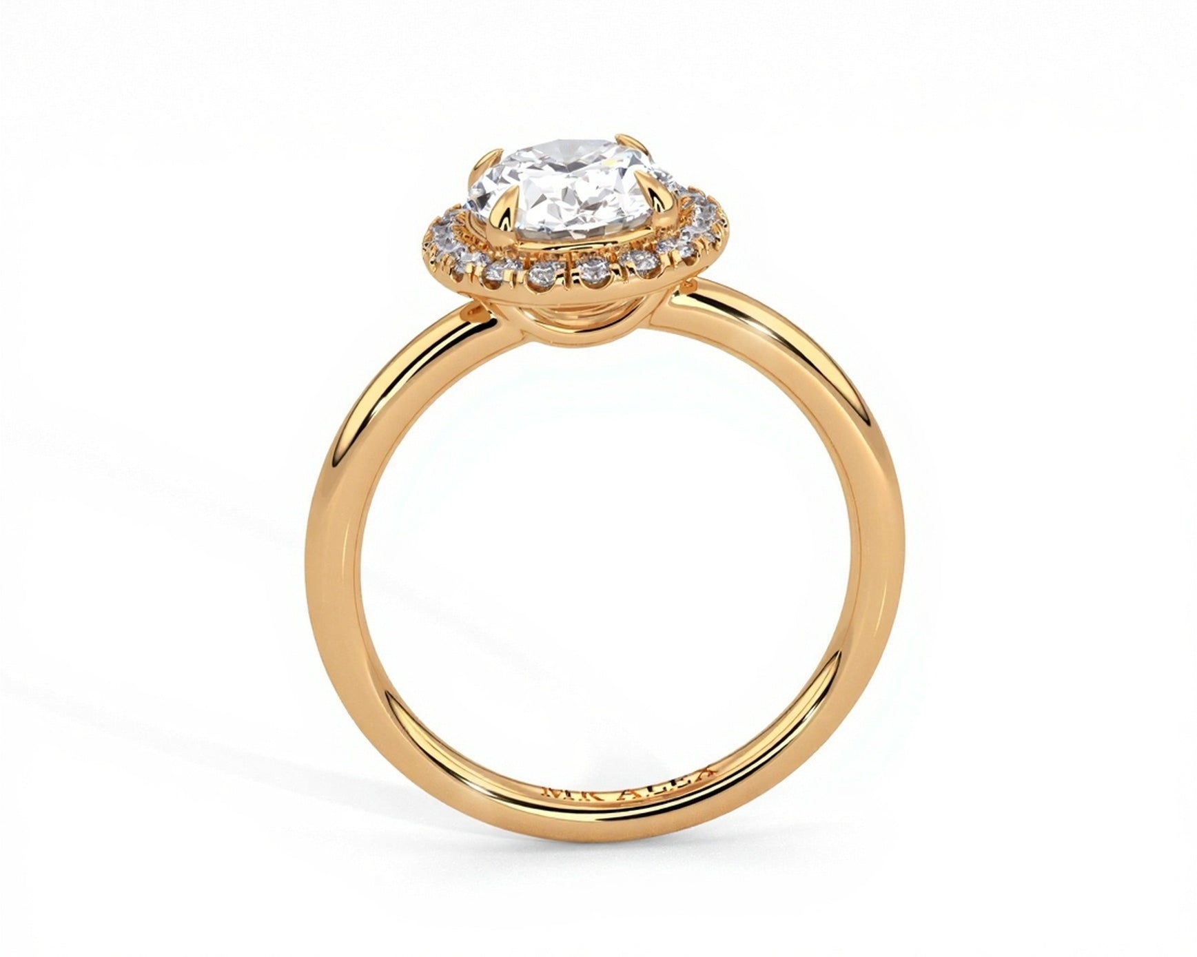 2 Carat Oval Brilliant Cut Halo with Pain Shank Engagement Ring - Mr. Alex Jewelry
