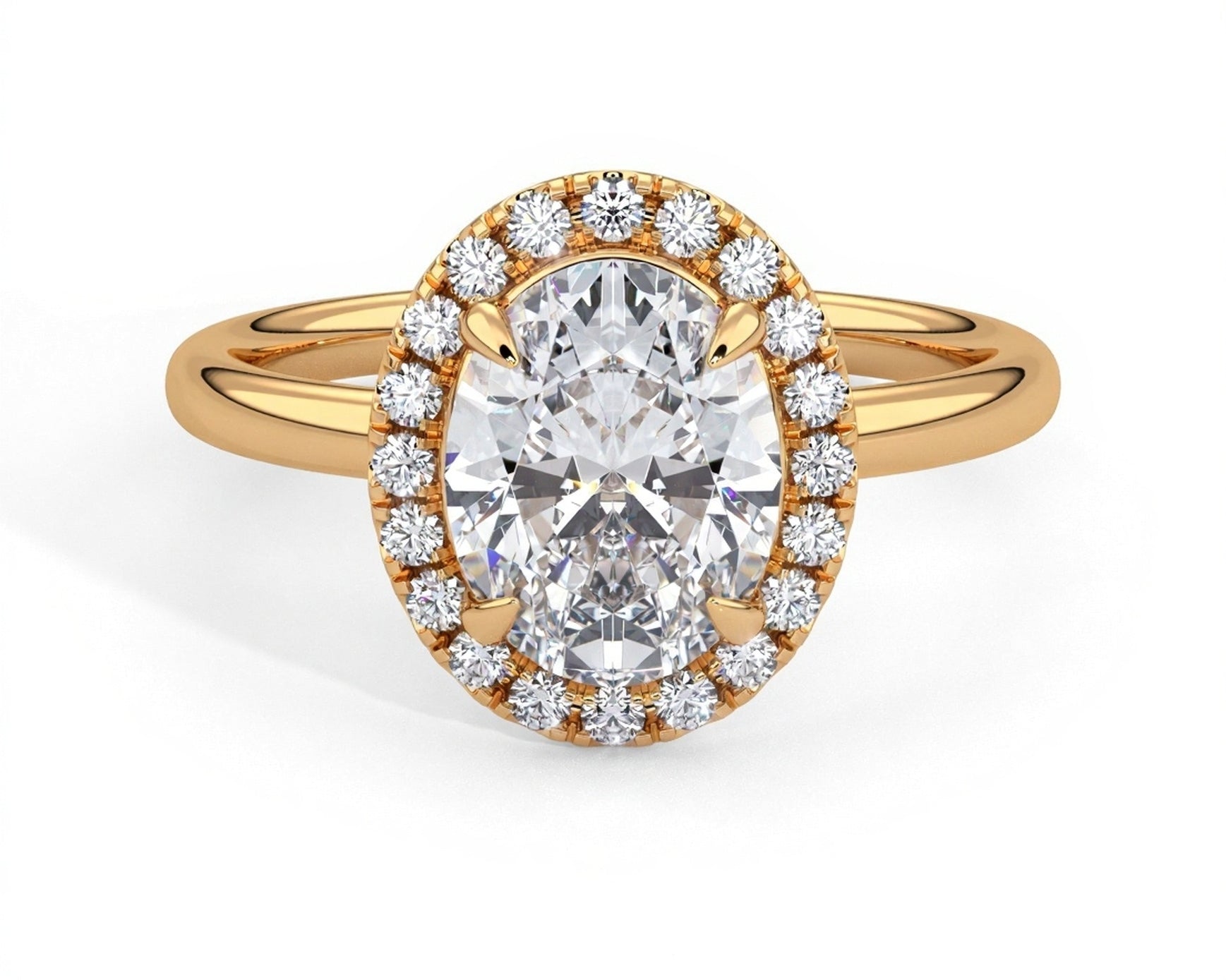 2 Carat Oval Brilliant Cut Halo with Pain Shank Engagement Ring - Mr. Alex Jewelry