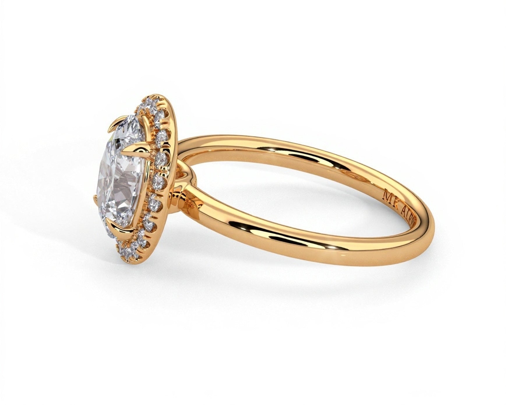 2 Carat Oval Brilliant Cut Halo with Pain Shank Engagement Ring - Mr. Alex Jewelry