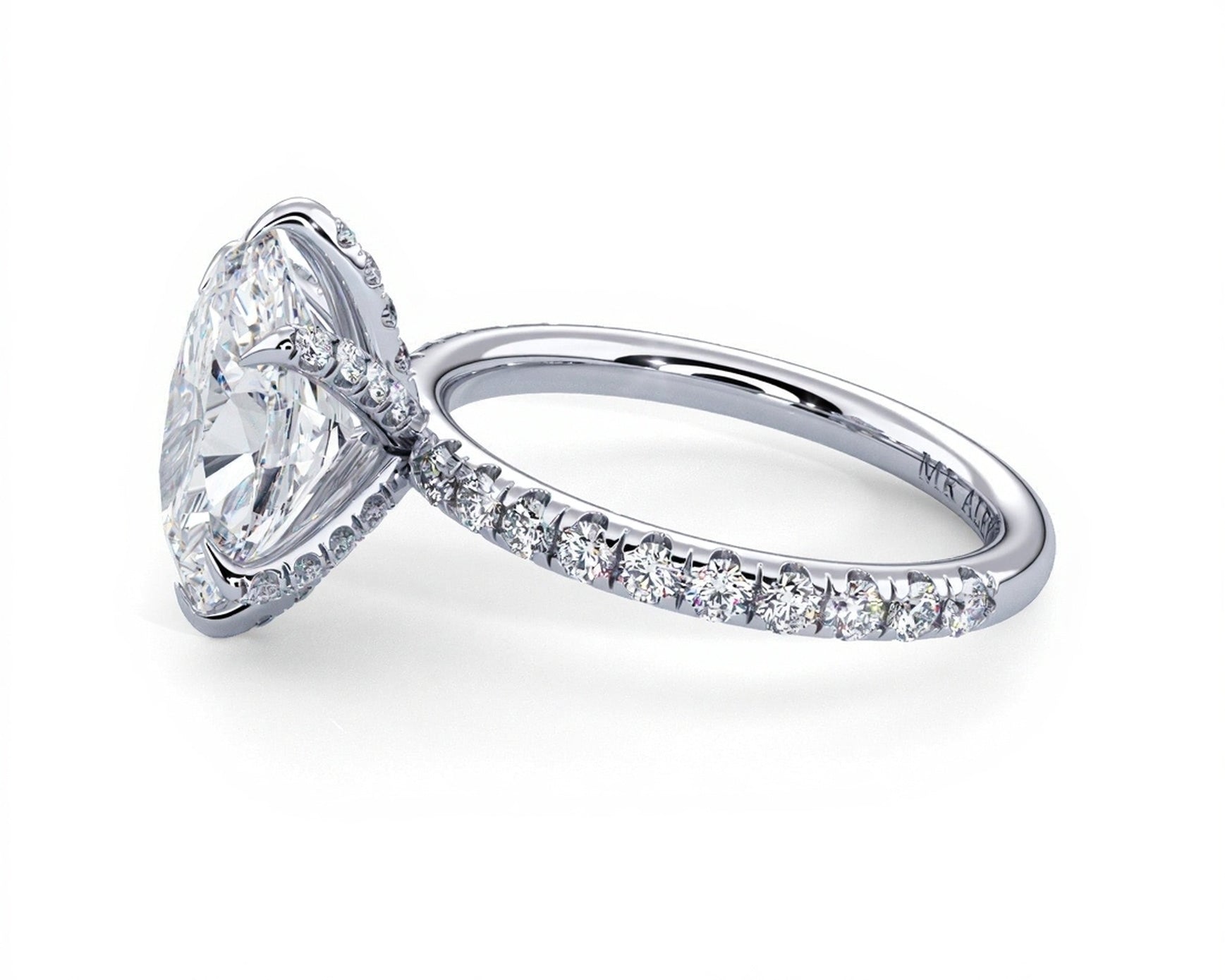 2 Carat Oval Brilliant Cut Hidden Halo Micropavé Engagement Ring - Mr. Alex Jewelry