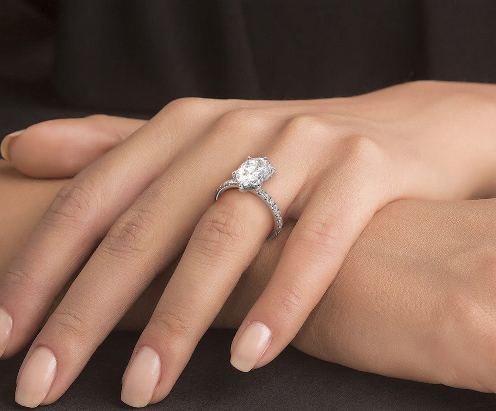 2 Carat Oval Brilliant Cut Hidden Halo Micropavé Engagement Ring - Mr. Alex Jewelry