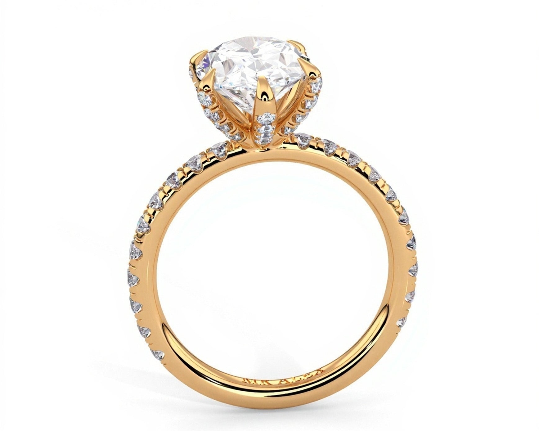 2 Carat Oval Brilliant Cut Hidden Halo Micropavé Engagement Ring - Mr. Alex Jewelry