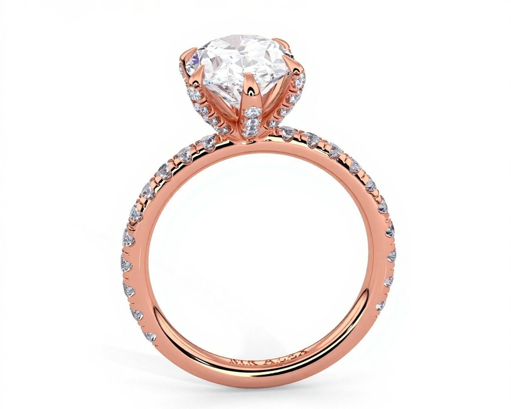 2 Carat Oval Brilliant Cut Hidden Halo Micropavé Engagement Ring - Mr. Alex Jewelry
