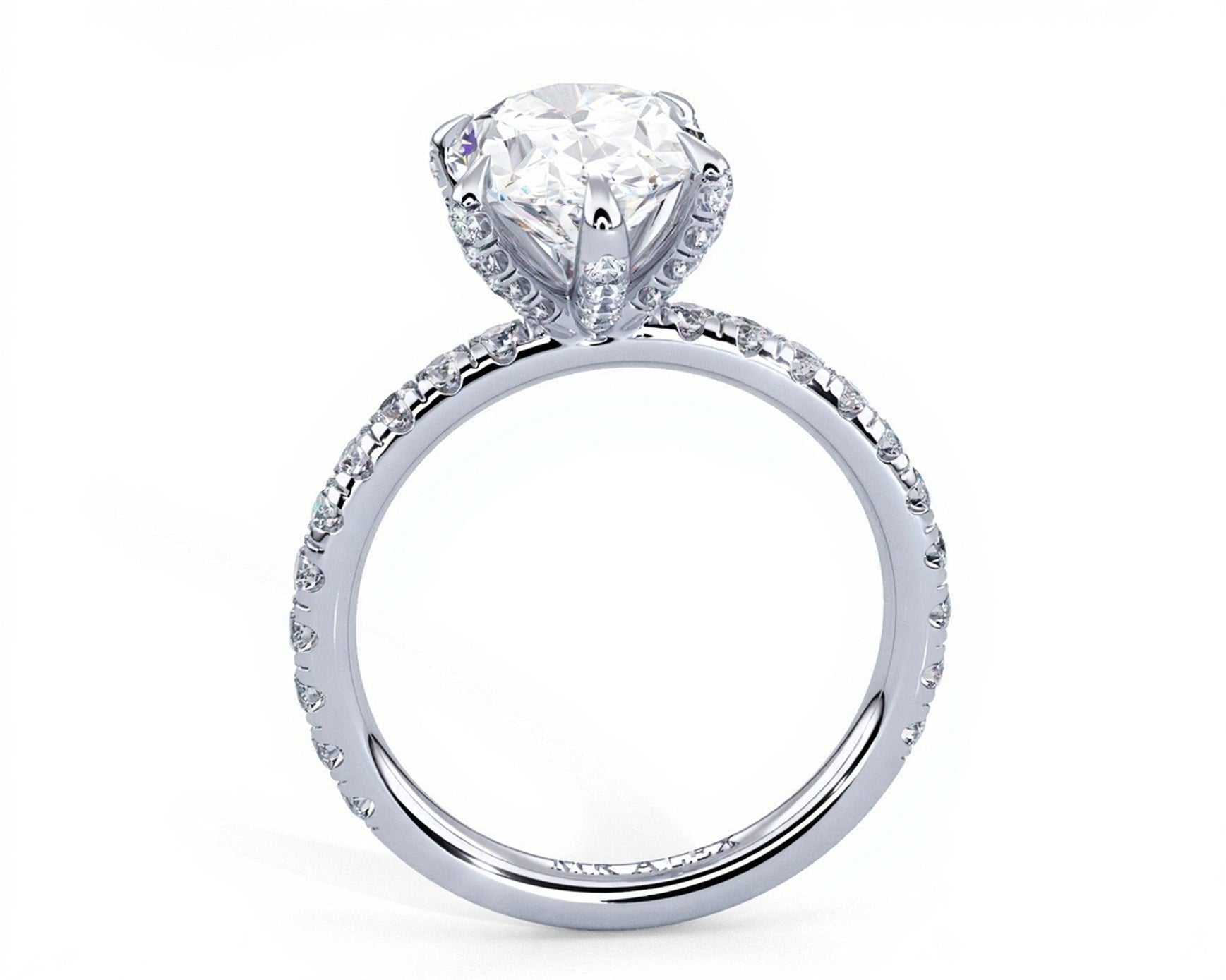 2 Carat Oval Brilliant Cut Hidden Halo Micropavé Engagement Ring - Mr. Alex Jewelry