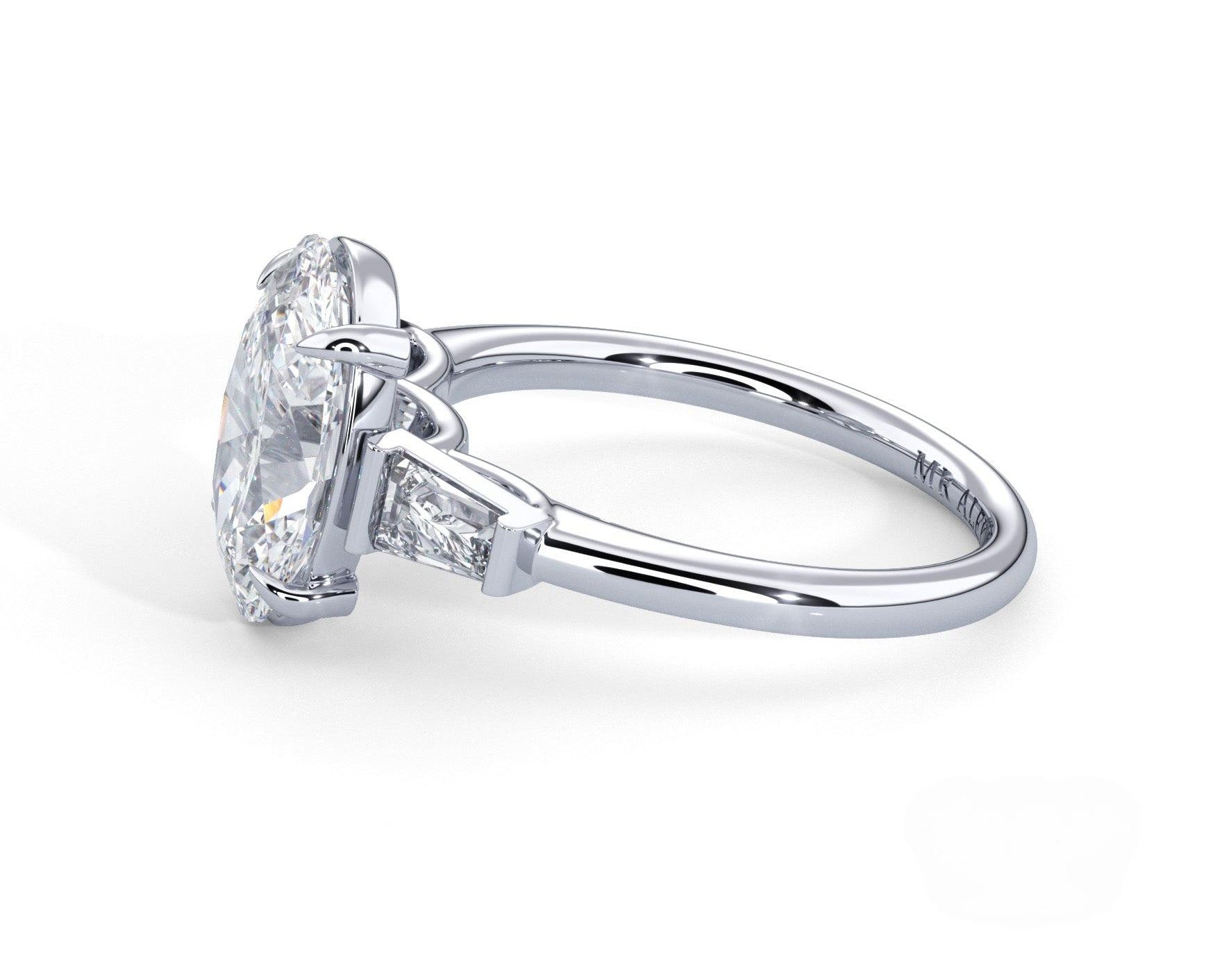 2 Carat Oval Brilliant Tapered Baguette Three Stone Engagement Ring - Mr. Alex Jewelry
