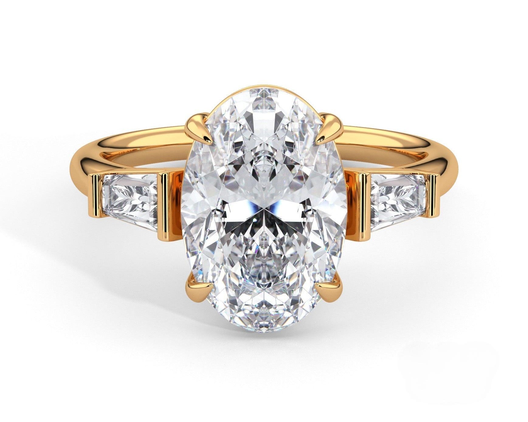 2 Carat Oval Brilliant Tapered Baguette Three Stone Engagement Ring - Mr. Alex Jewelry