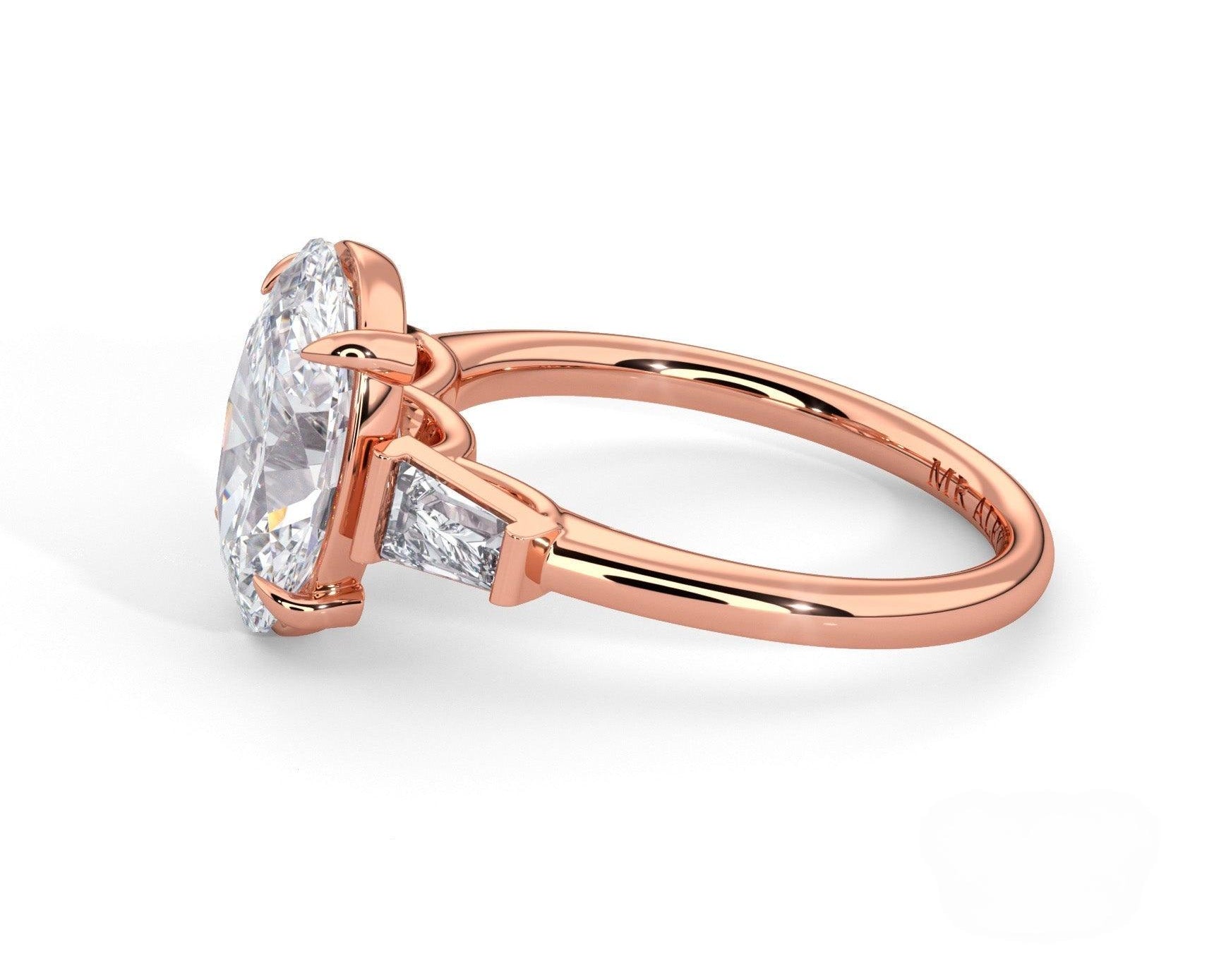 2 Carat Oval Brilliant Tapered Baguette Three Stone Engagement Ring - Mr. Alex Jewelry