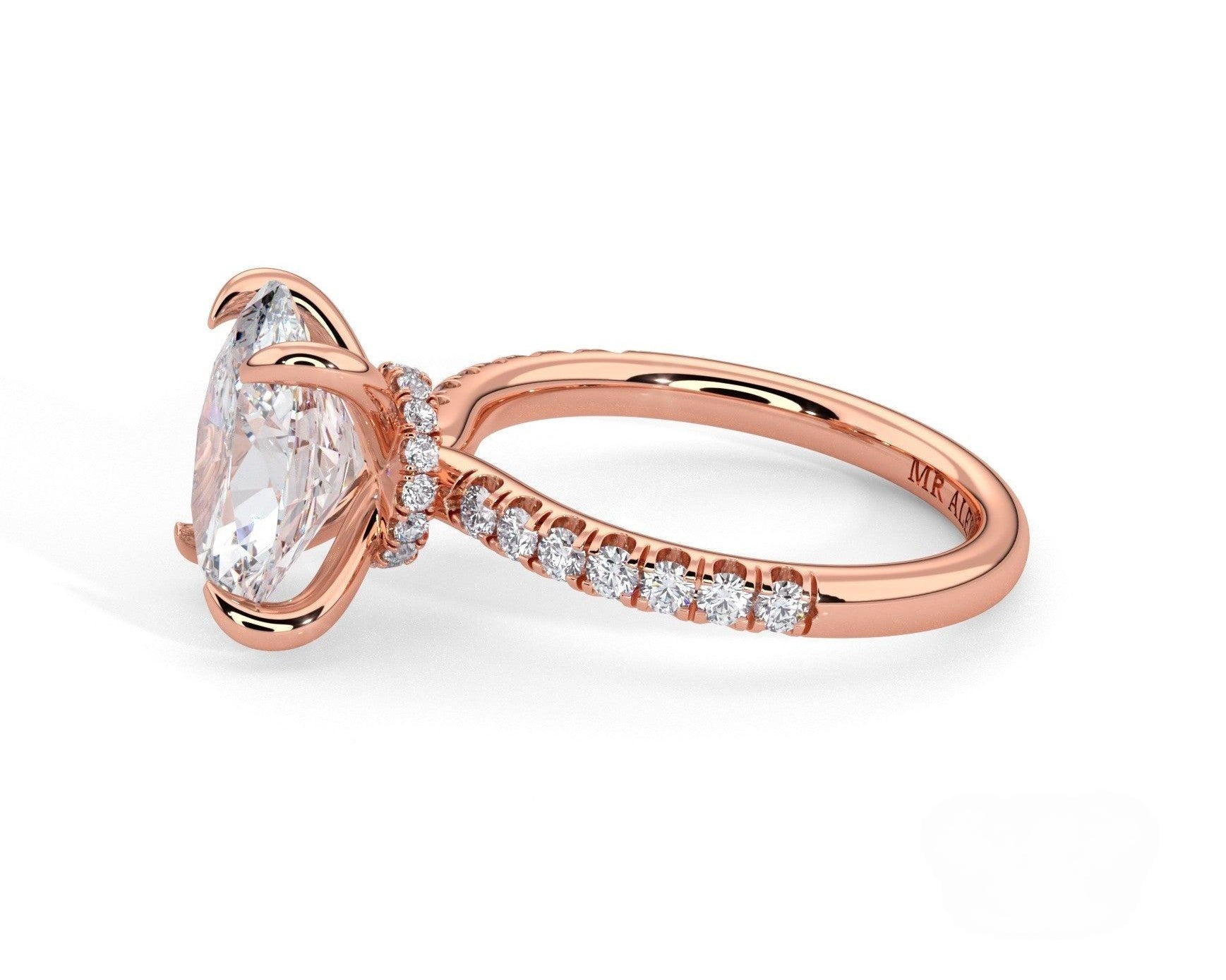 2 Carat Oval Cut Hidden Halo Micropavé Engagement Ring - Mr. Alex Jewelry