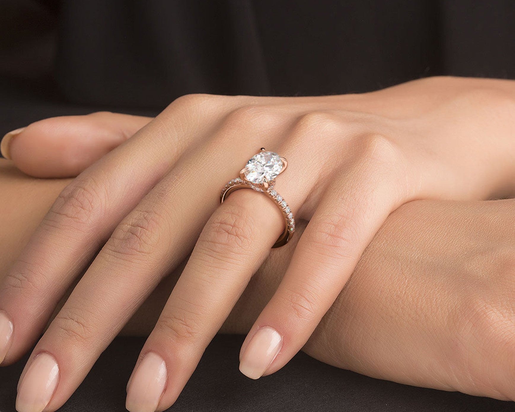 2 Carat Oval Cut Hidden Halo Micropavé Engagement Ring - Mr. Alex Jewelry