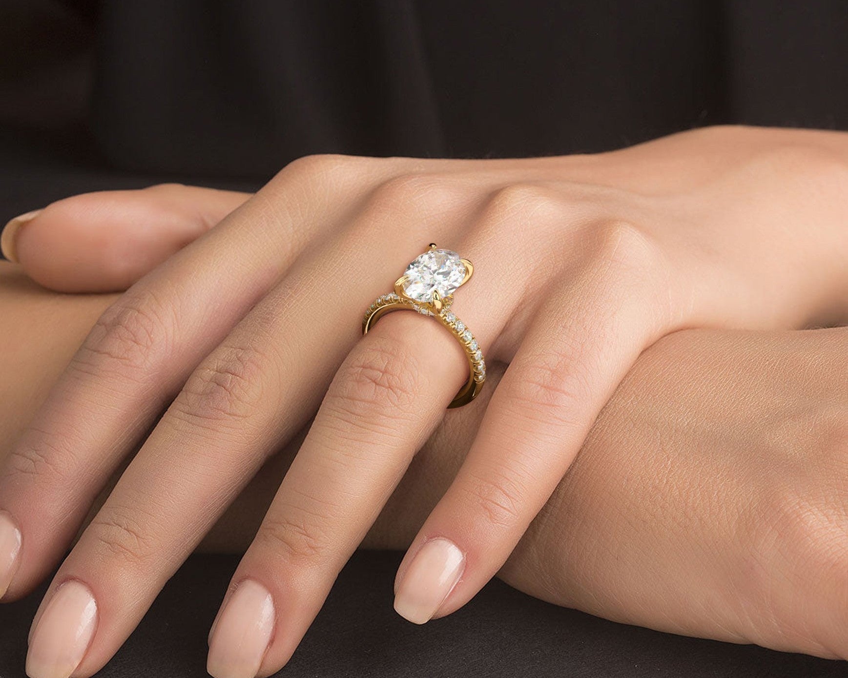 2 Carat Oval Cut Hidden Halo Micropavé Engagement Ring - Mr. Alex Jewelry