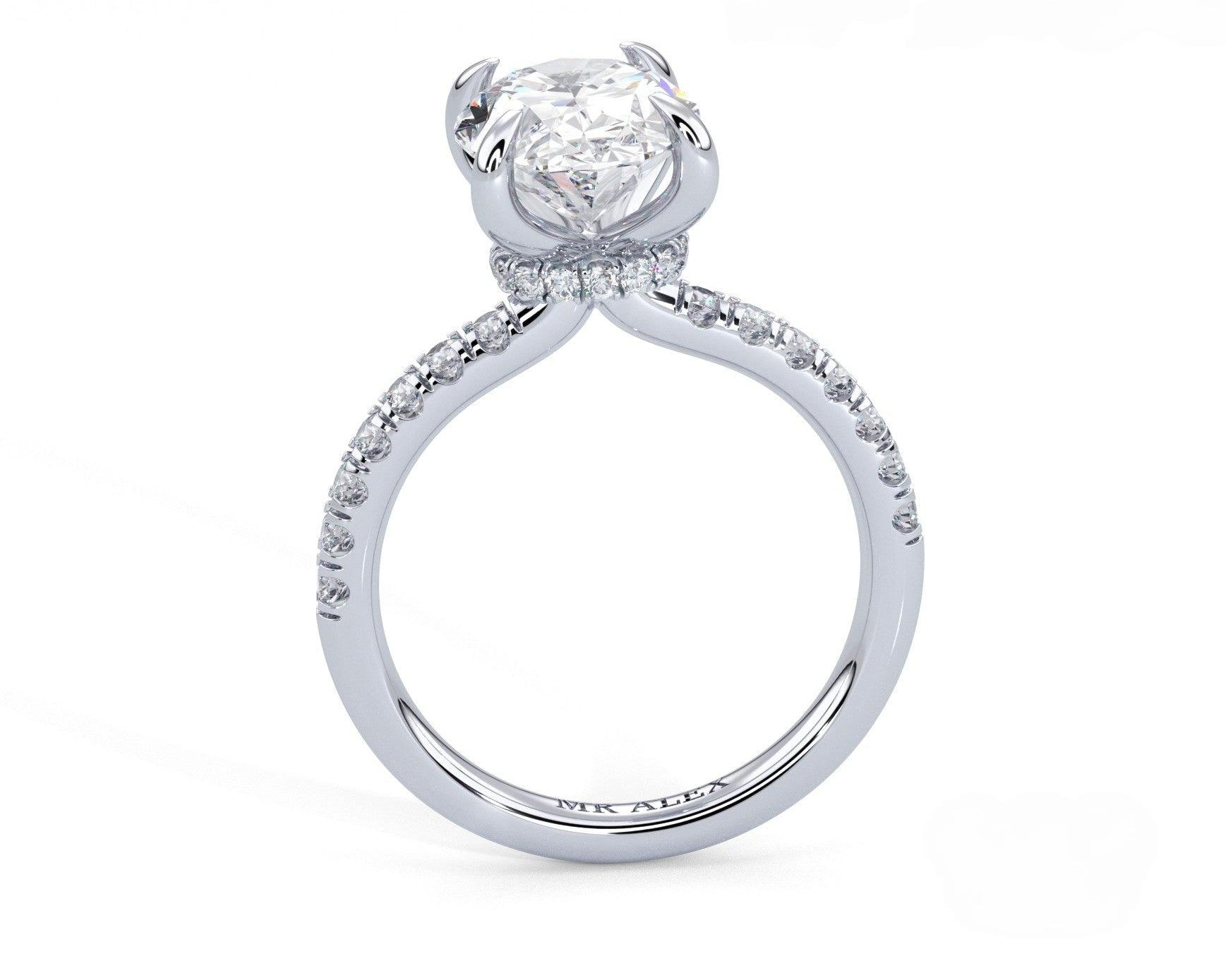 2 Carat Oval Cut Hidden Halo Micropavé Engagement Ring - Mr. Alex Jewelry