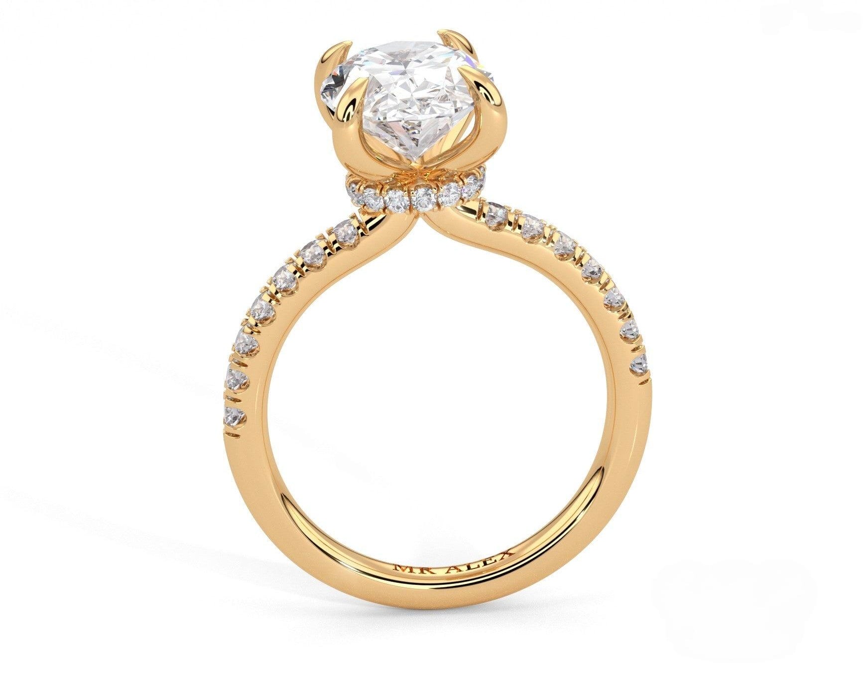 2 Carat Oval Cut Hidden Halo Micropavé Engagement Ring - Mr. Alex Jewelry