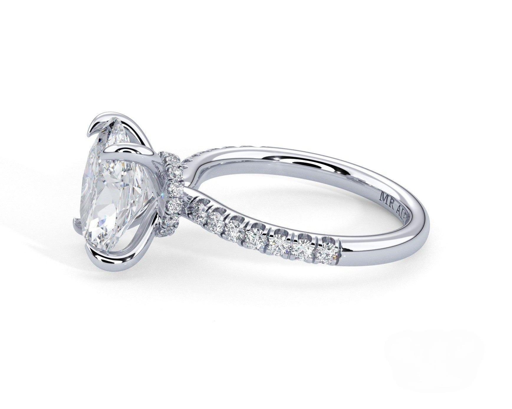 2 Carat Oval Cut Hidden Halo Micropavé Engagement Ring - Mr. Alex Jewelry
