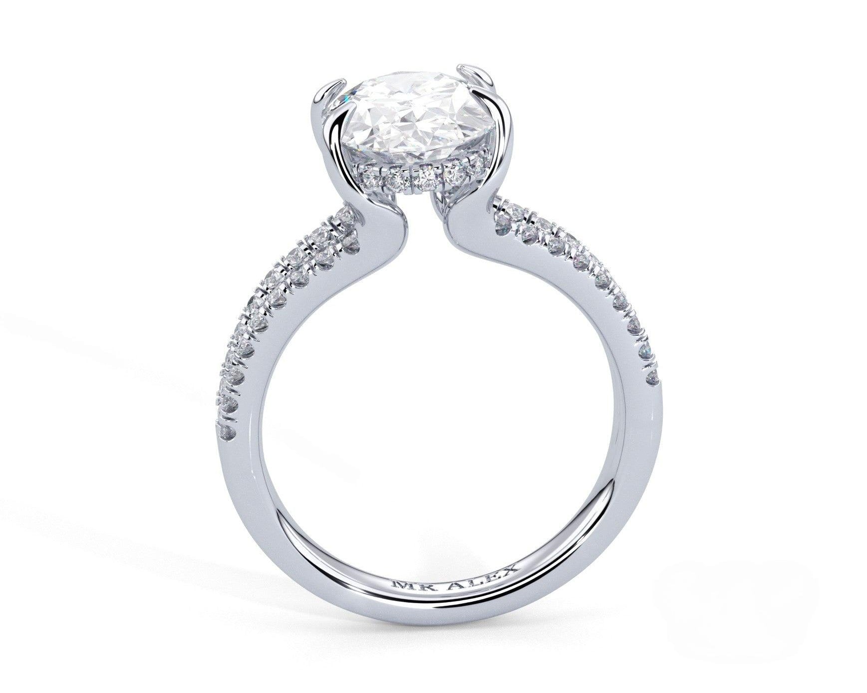 2 Carat Oval Cut Split Shank Pave Diamond Engagement Ring - Mr. Alex Jewelry