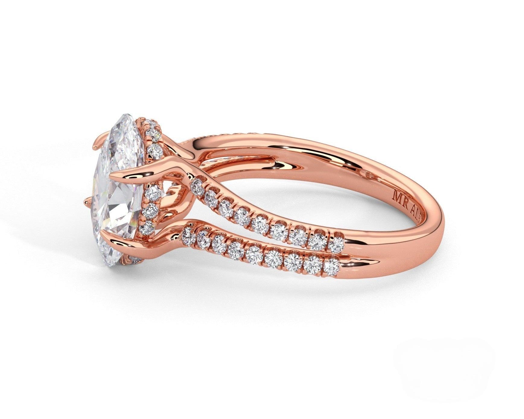 2 Carat Oval Cut Split Shank Pave Diamond Engagement Ring - Mr. Alex Jewelry