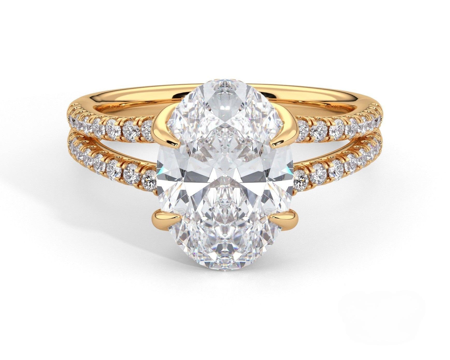 2 Carat Oval Cut Split Shank Pave Diamond Engagement Ring - Mr. Alex Jewelry