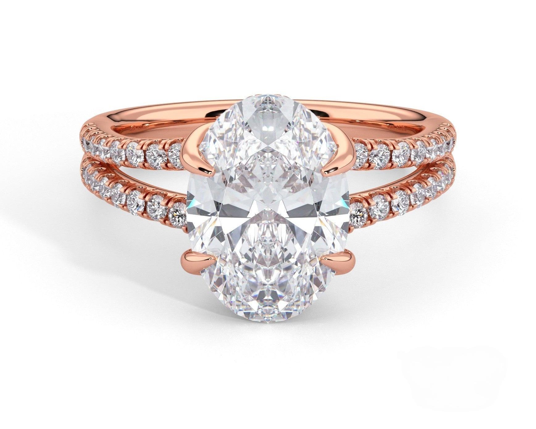 2 Carat Oval Cut Split Shank Pave Diamond Engagement Ring - Mr. Alex Jewelry