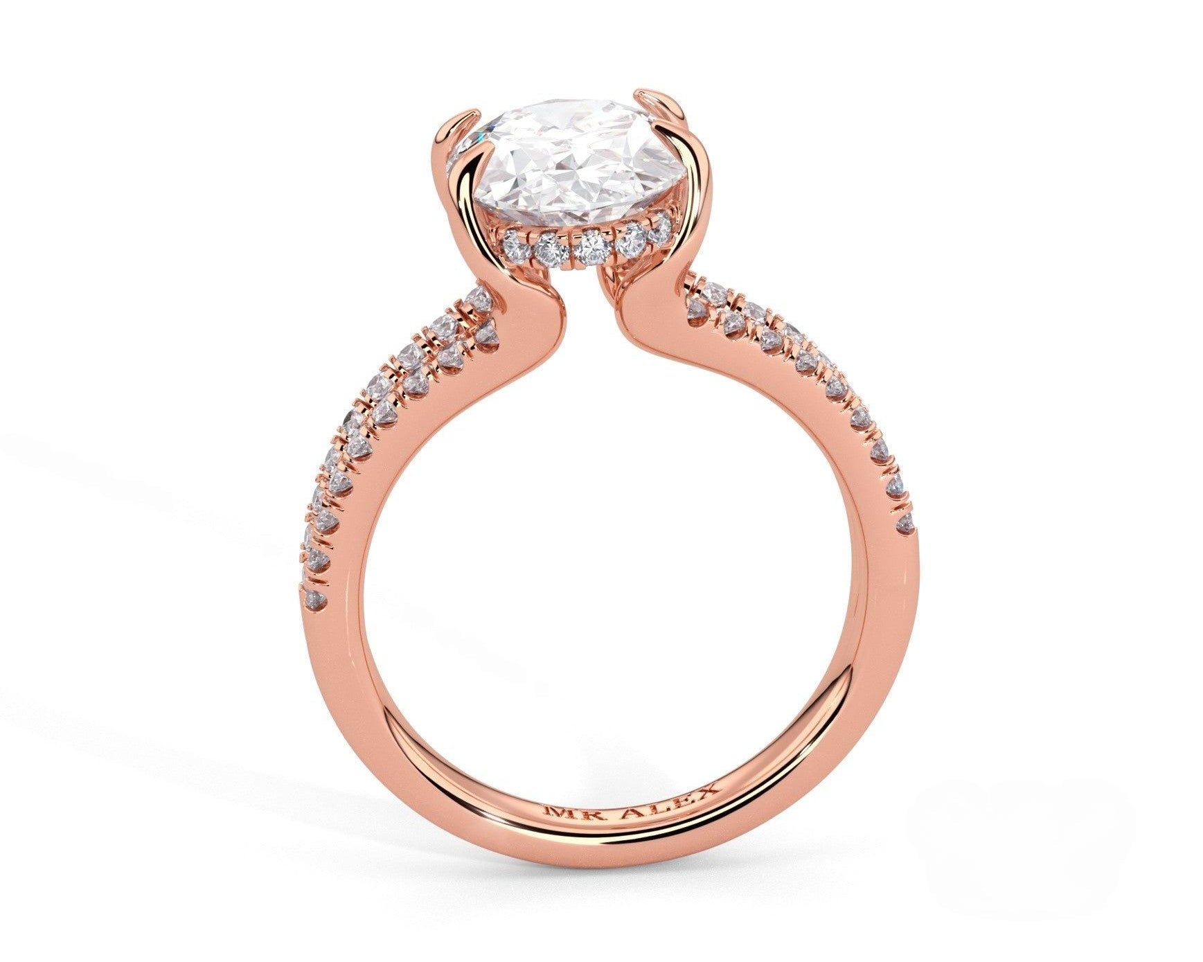 2 Carat Oval Cut Split Shank Pave Diamond Engagement Ring - Mr. Alex Jewelry