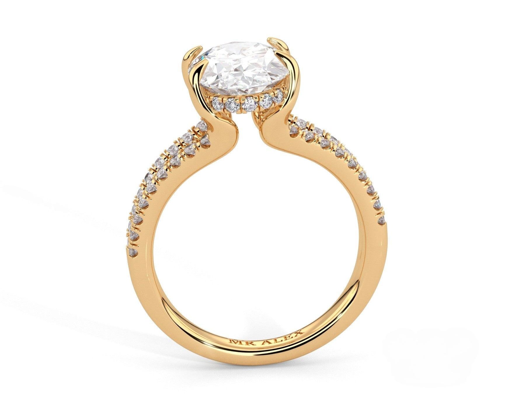 2 Carat Oval Cut Split Shank Pave Diamond Engagement Ring - Mr. Alex Jewelry