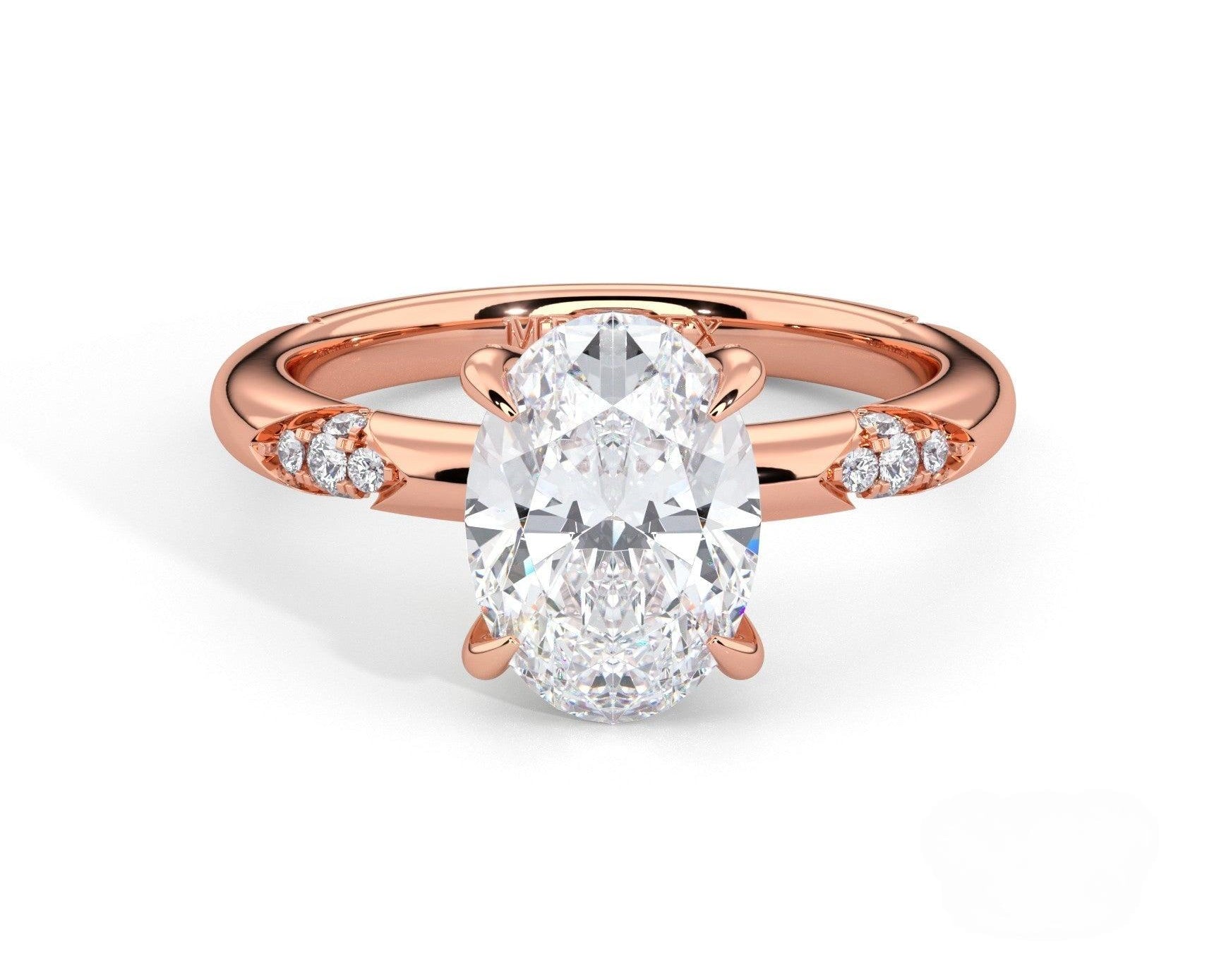 2 Carat Oval Cut Straight Shank Round Diamond Accents Engagement Ring - Mr. Alex Jewelry