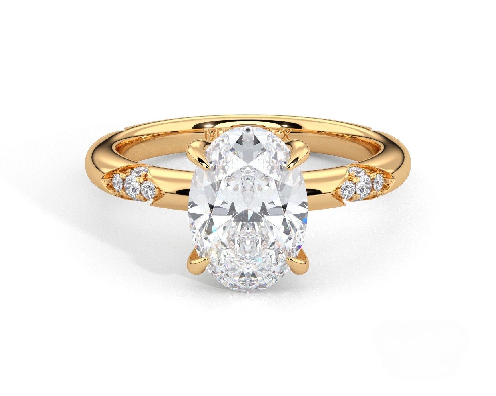 2 Carat Oval Cut Straight Shank Round Diamond Accents Engagement Ring - Mr. Alex Jewelry