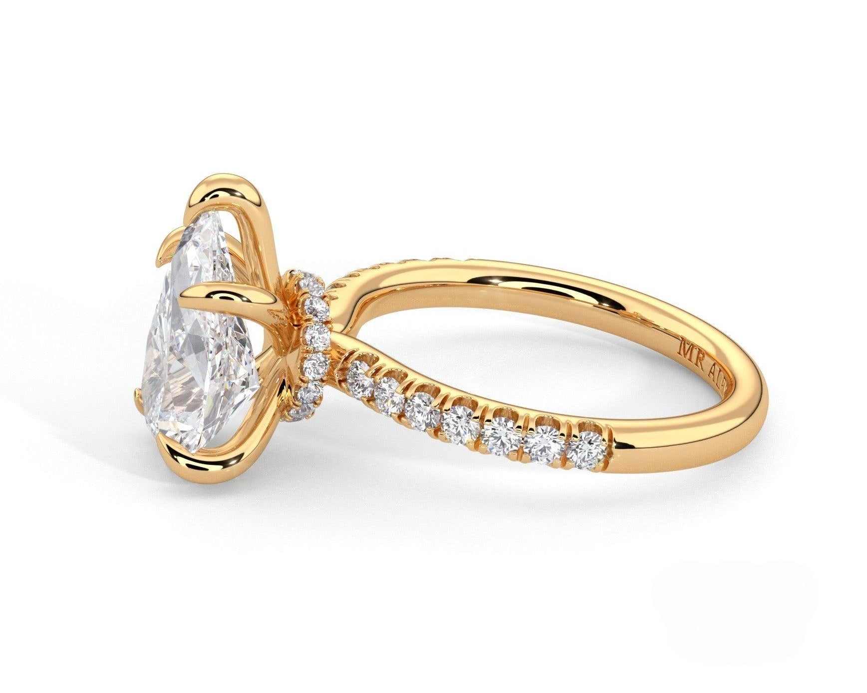 2 Carat Pear Cut Hidden Halo Micropavé Engagement Ring - Mr. Alex Jewelry