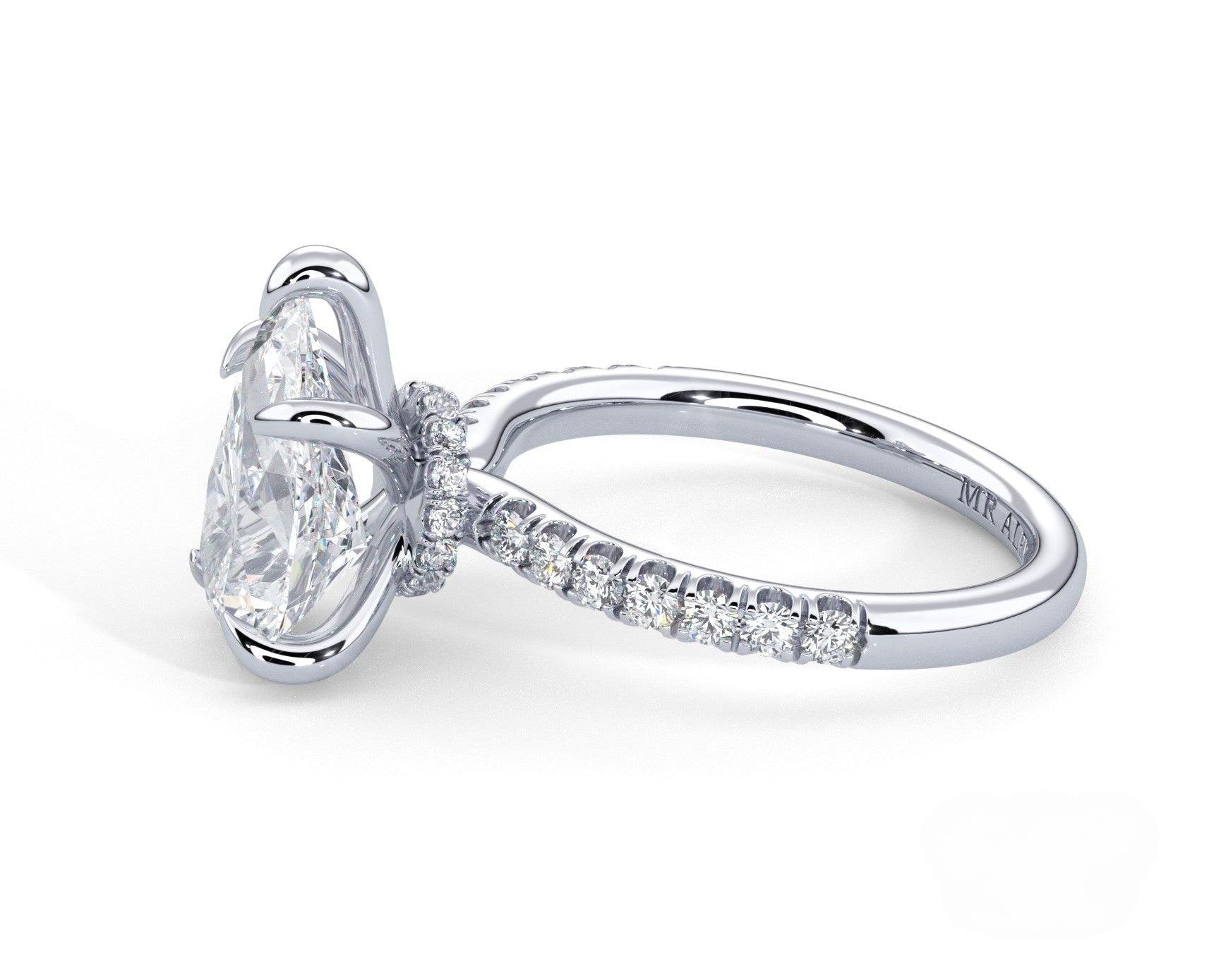 2 Carat Pear Cut Hidden Halo Micropavé Engagement Ring - Mr. Alex Jewelry