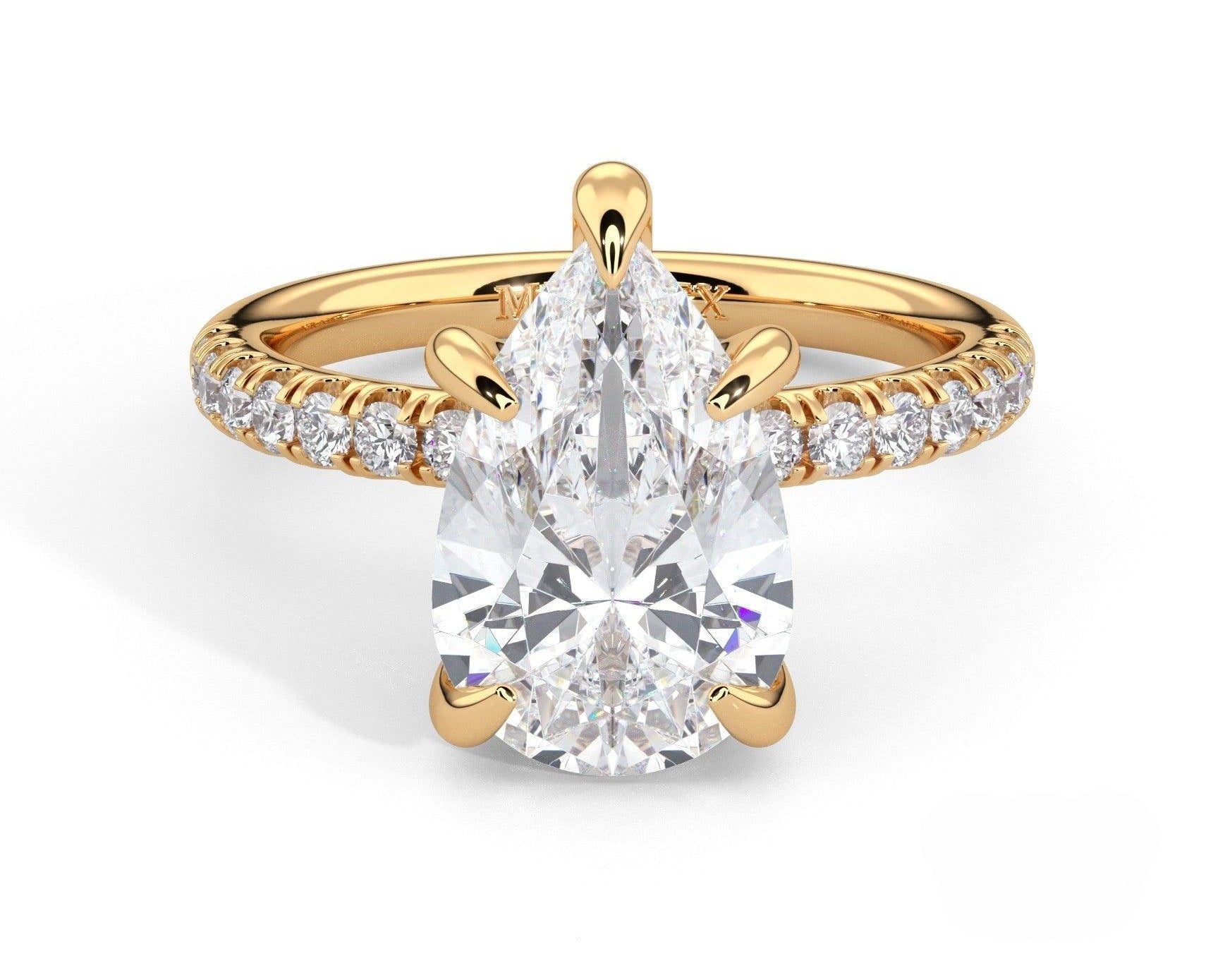 2 Carat Pear Cut Hidden Halo Micropavé Engagement Ring - Mr. Alex Jewelry