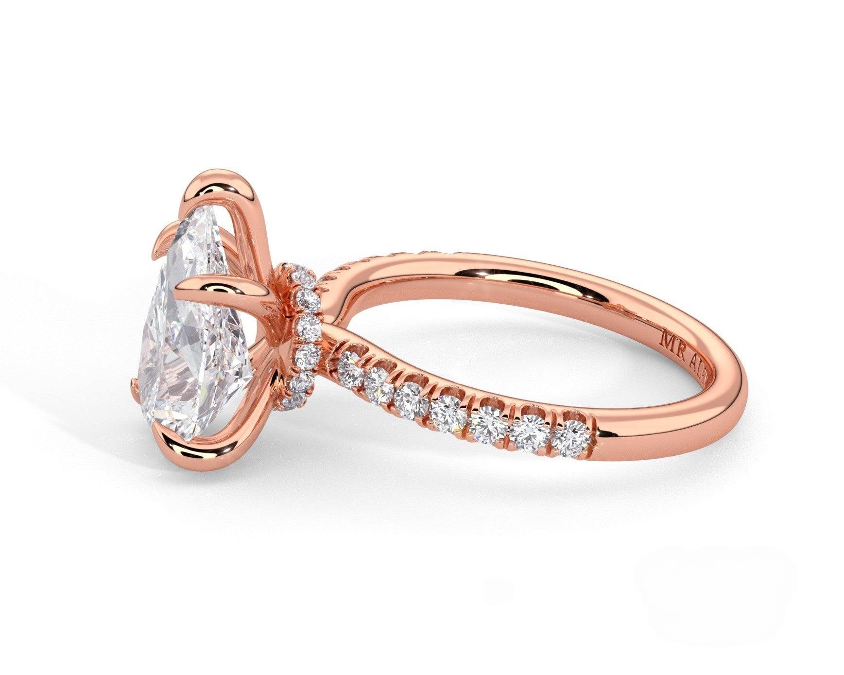 2 Carat Pear Cut Hidden Halo Micropavé Engagement Ring - Mr. Alex Jewelry