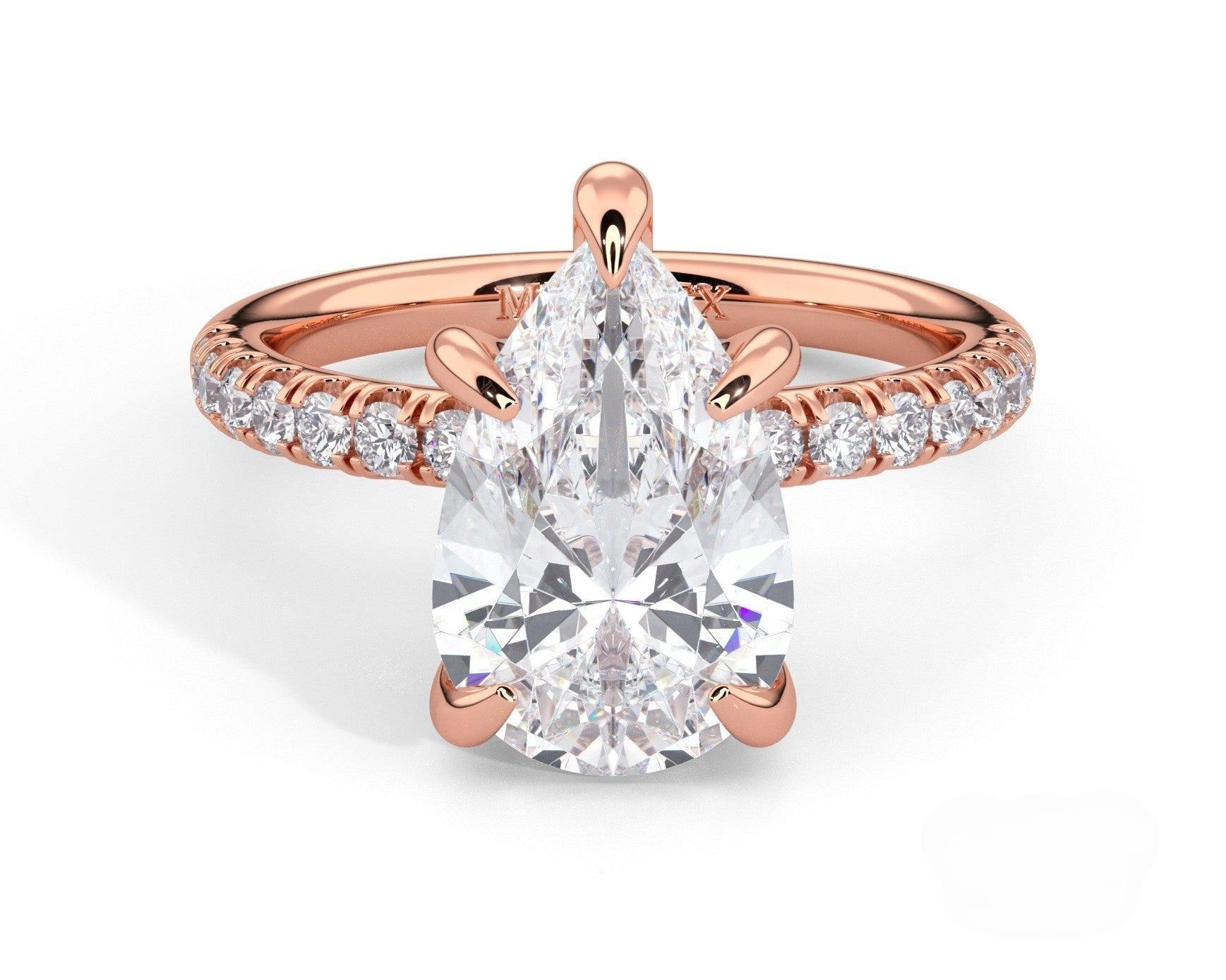 2 Carat Pear Cut Hidden Halo Micropavé Engagement Ring - Mr. Alex Jewelry