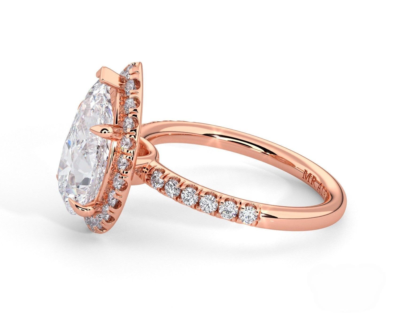 2 Carat Pear Cut Petite Halo Micropavé Engagement Ring - Mr. Alex Jewelry