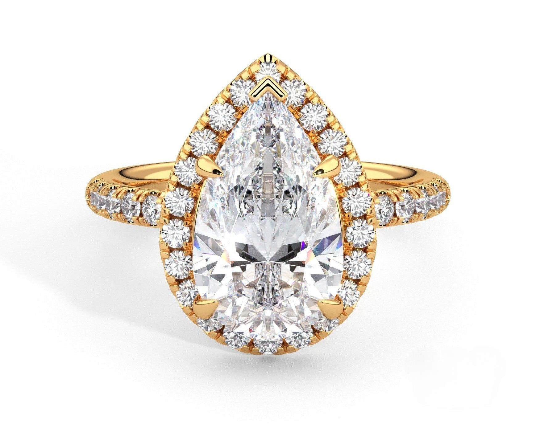 2 Carat Pear Cut Petite Halo Micropavé Engagement Ring - Mr. Alex Jewelry
