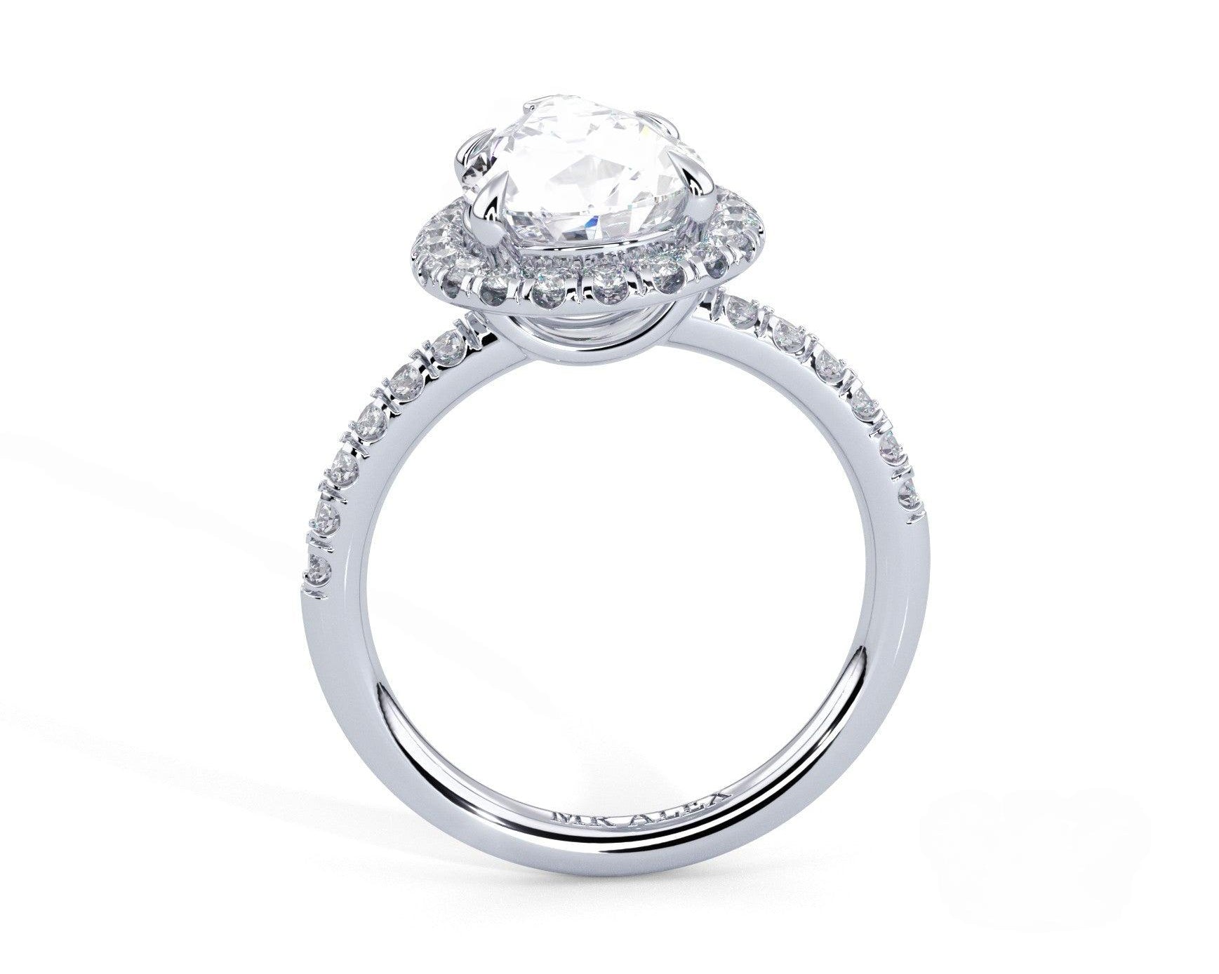 2 Carat Pear Cut Petite Halo Micropavé Engagement Ring - Mr. Alex Jewelry