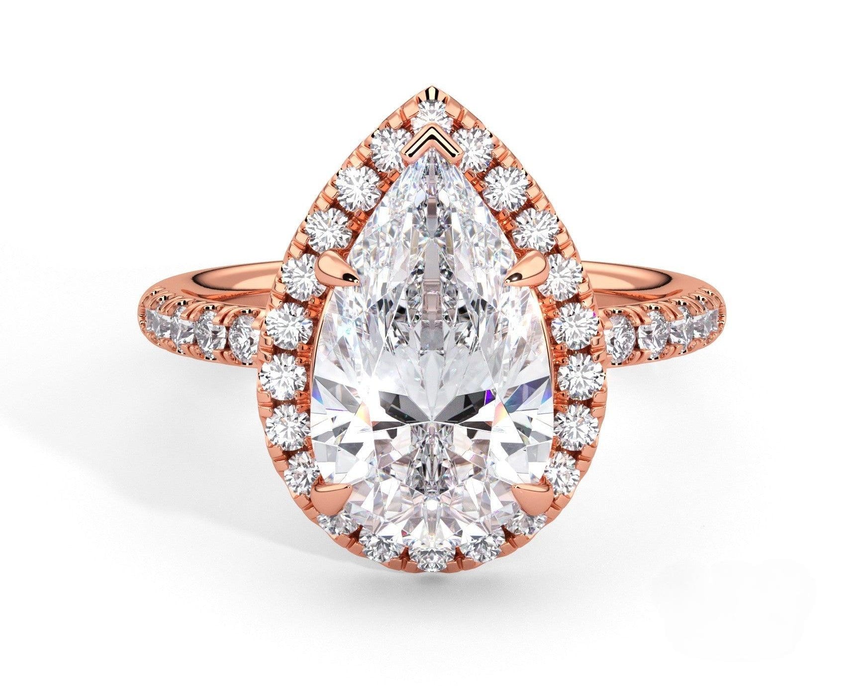 2 Carat Pear Cut Petite Halo Micropavé Engagement Ring - Mr. Alex Jewelry