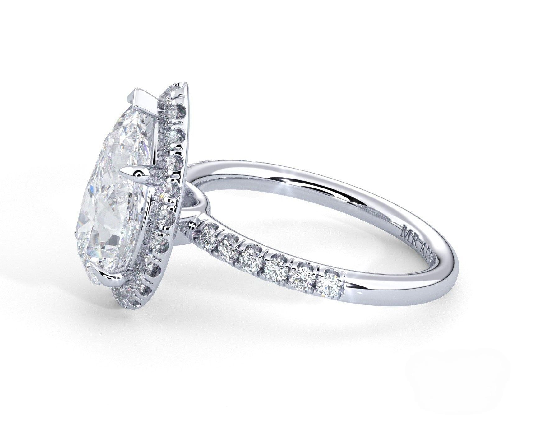 2 Carat Pear Cut Petite Halo Micropavé Engagement Ring - Mr. Alex Jewelry