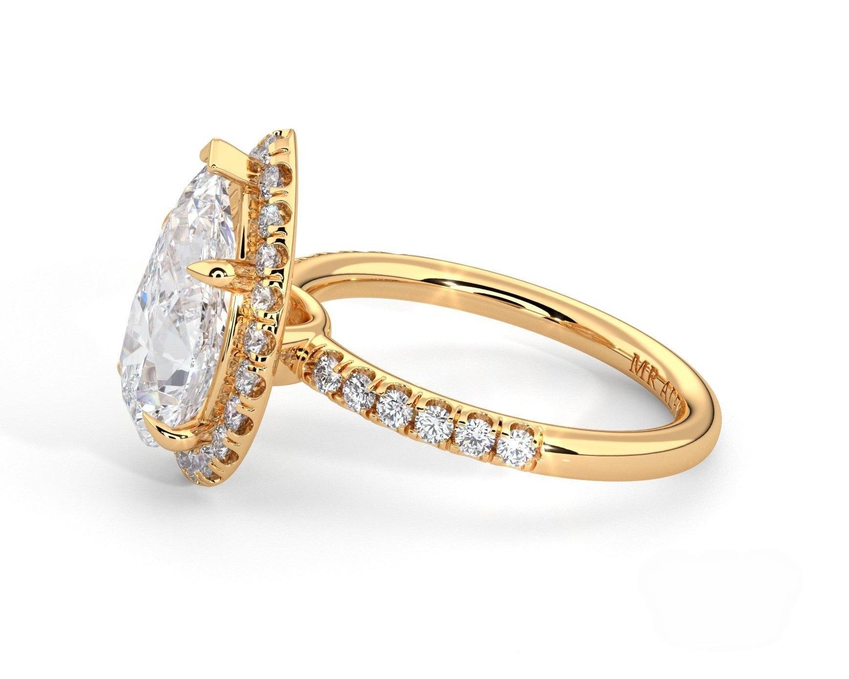 2 Carat Pear Cut Petite Halo Micropavé Engagement Ring - Mr. Alex Jewelry