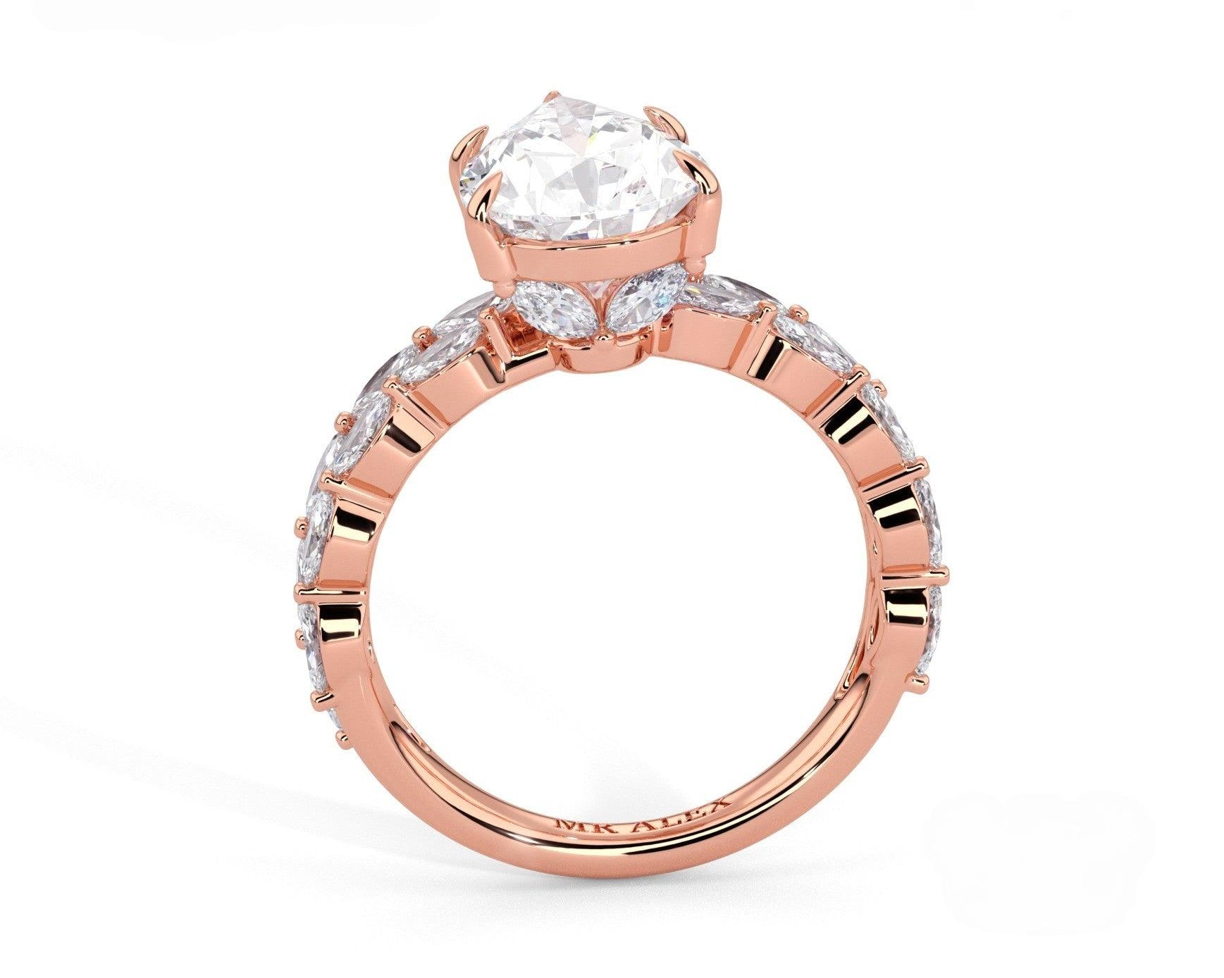 2 Carat Pear Cut Split Shank Marquise Diamond Accents Engagement Ring - Mr. Alex Jewelry