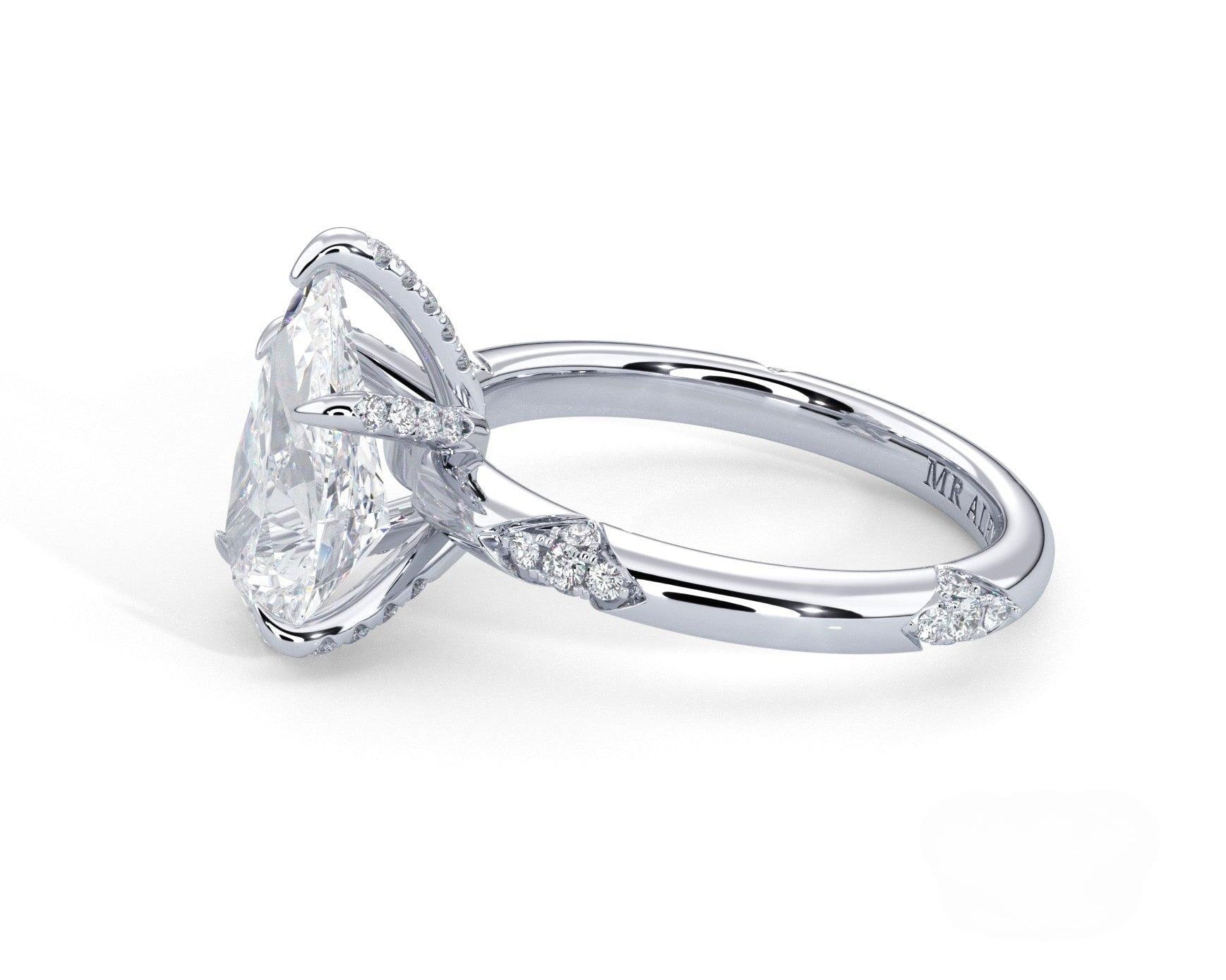 2 Carat Pear Cut Straight Shank Round Diamond Accents Engagement Ring - Mr. Alex Jewelry