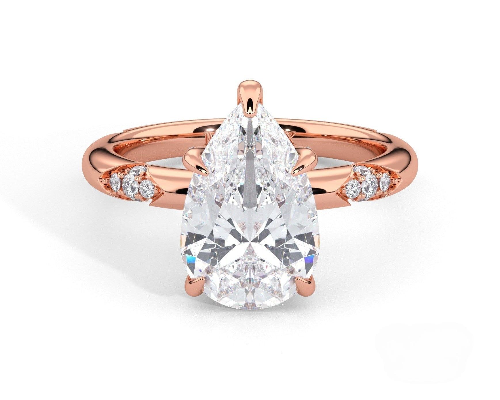 2 Carat Pear Cut Straight Shank Round Diamond Accents Engagement Ring - Mr. Alex Jewelry