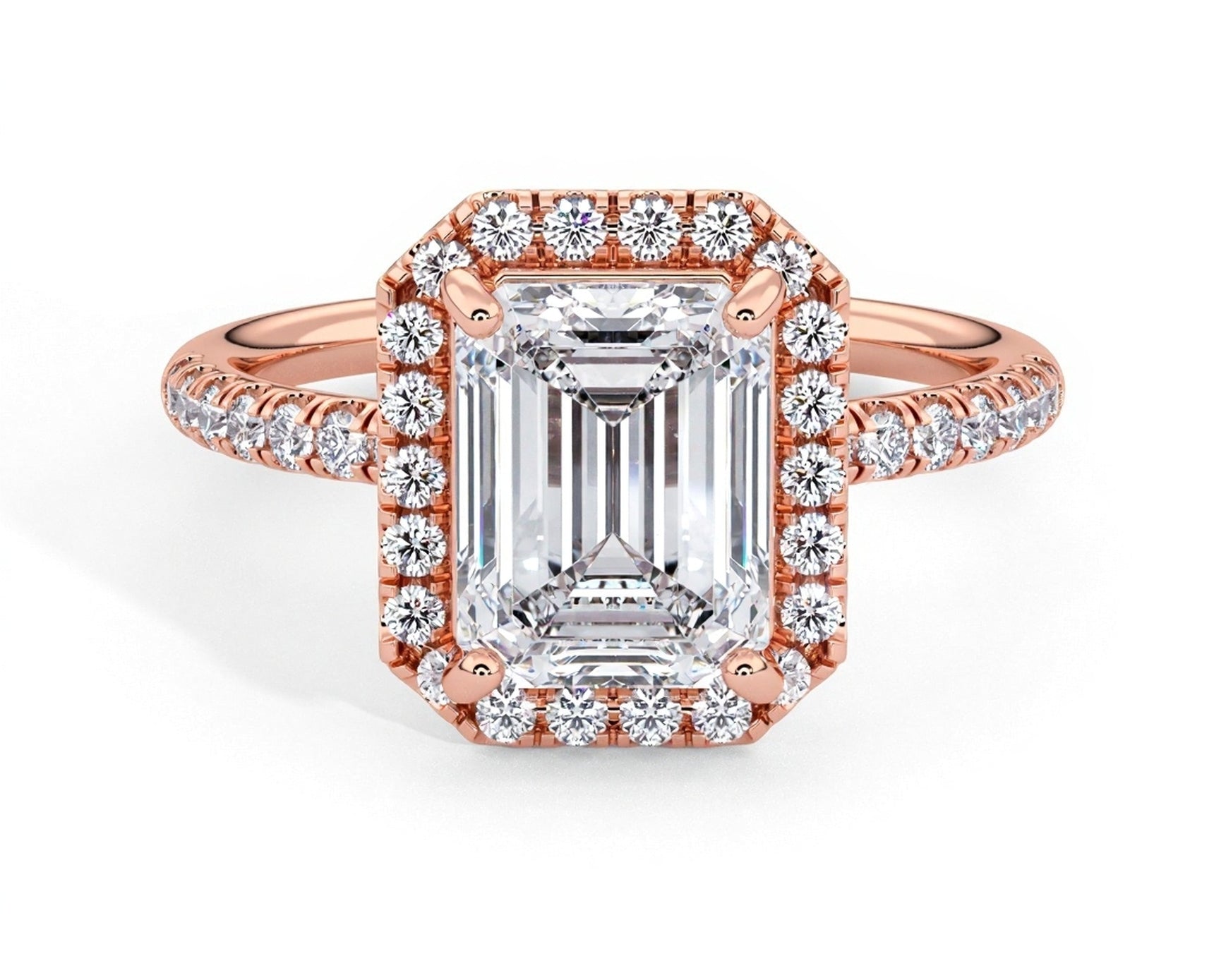 2 Carat Radiant Emerald Cut Petite Halo Micropavé Engagement Ring - Mr. Alex Jewelry