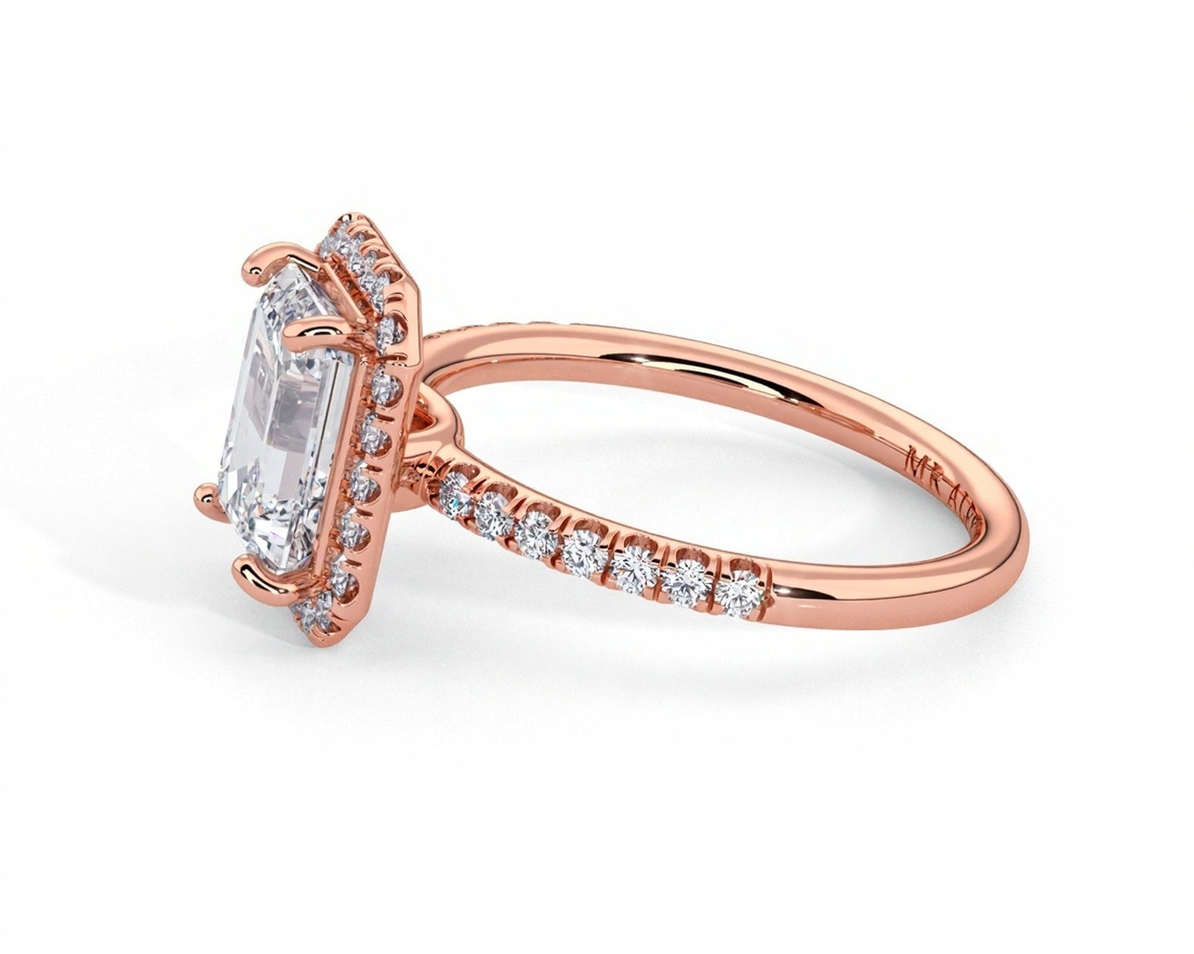 2 Carat Radiant Emerald Cut Petite Halo Micropavé Engagement Ring - Mr. Alex Jewelry