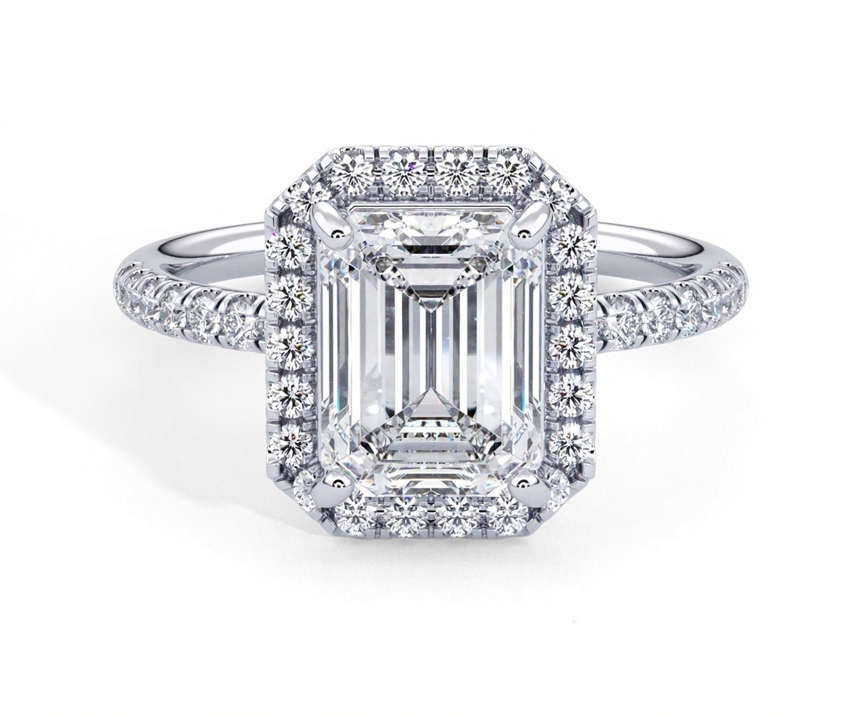 2 Carat Radiant Emerald Cut Petite Halo Micropavé Engagement Ring - Mr. Alex Jewelry