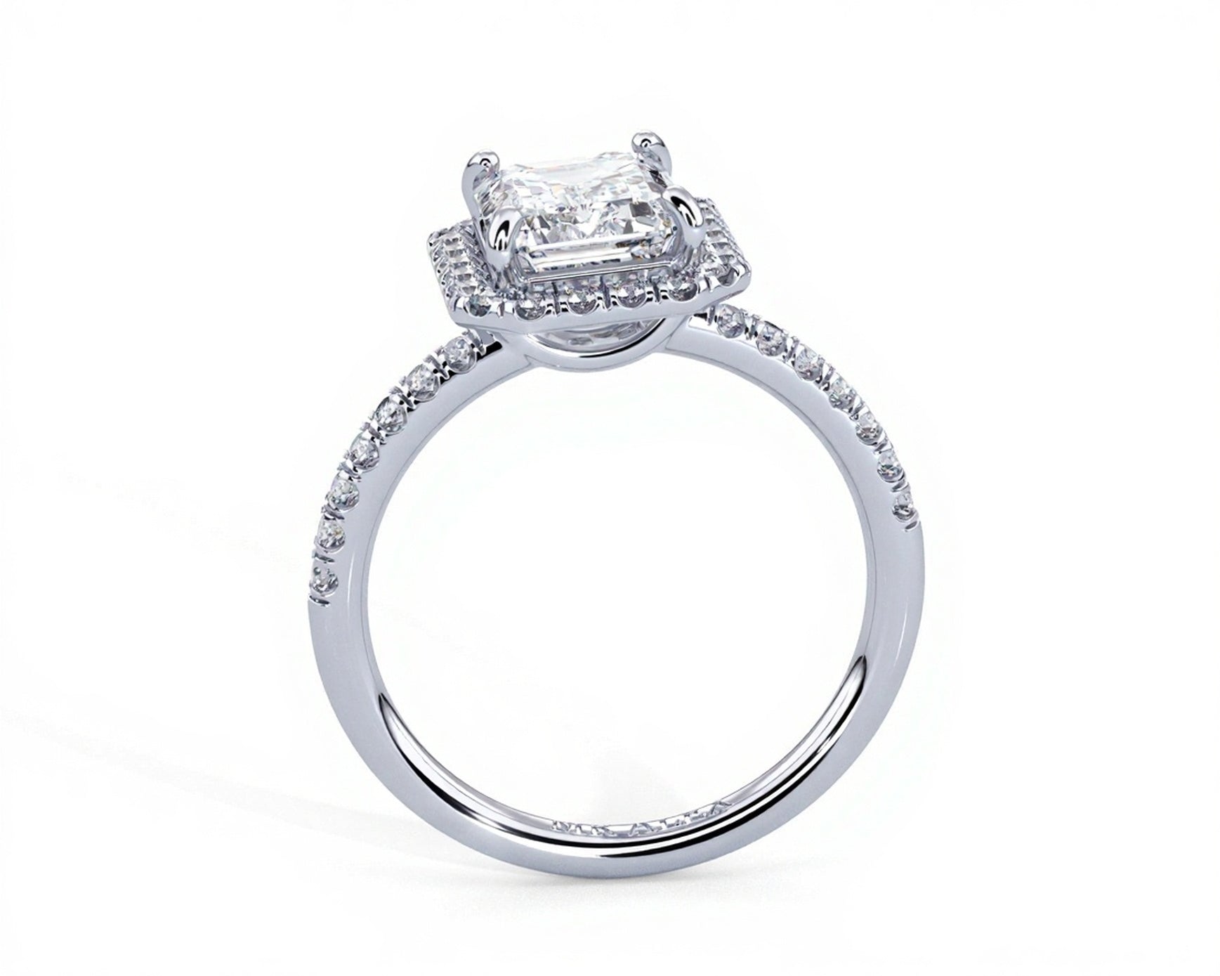 2 Carat Radiant Emerald Cut Petite Halo Micropavé Engagement Ring - Mr. Alex Jewelry
